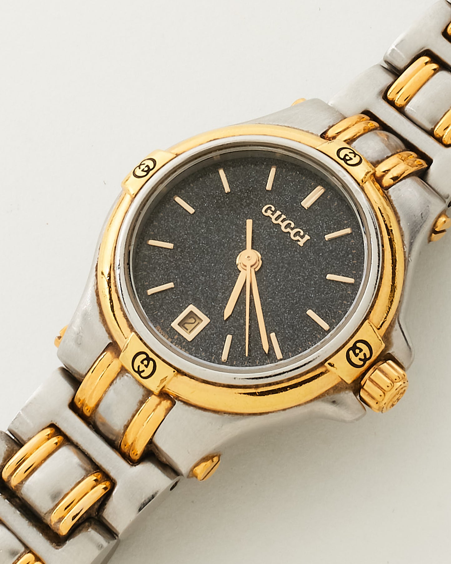 Gucci Vintage Steel & Gold Two-Tone Black Dial 9040 Watch