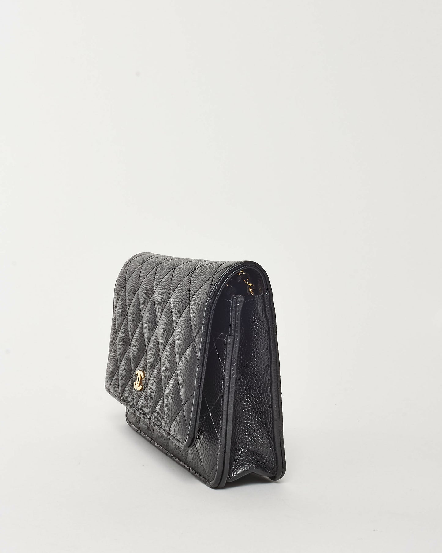 Chanel Black Caviar Leather WOC Wallet on Chain Crossbody Bag GHW