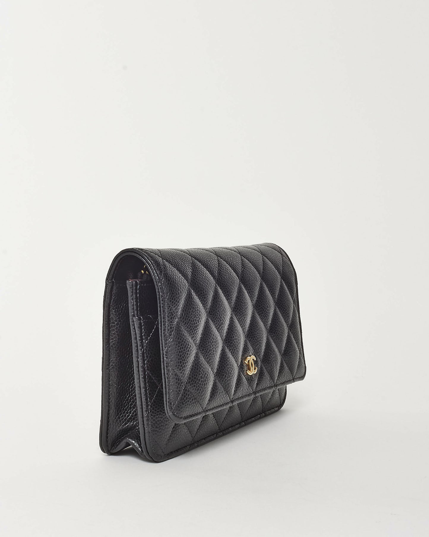 Chanel Black Caviar Leather WOC Wallet on Chain Crossbody Bag GHW