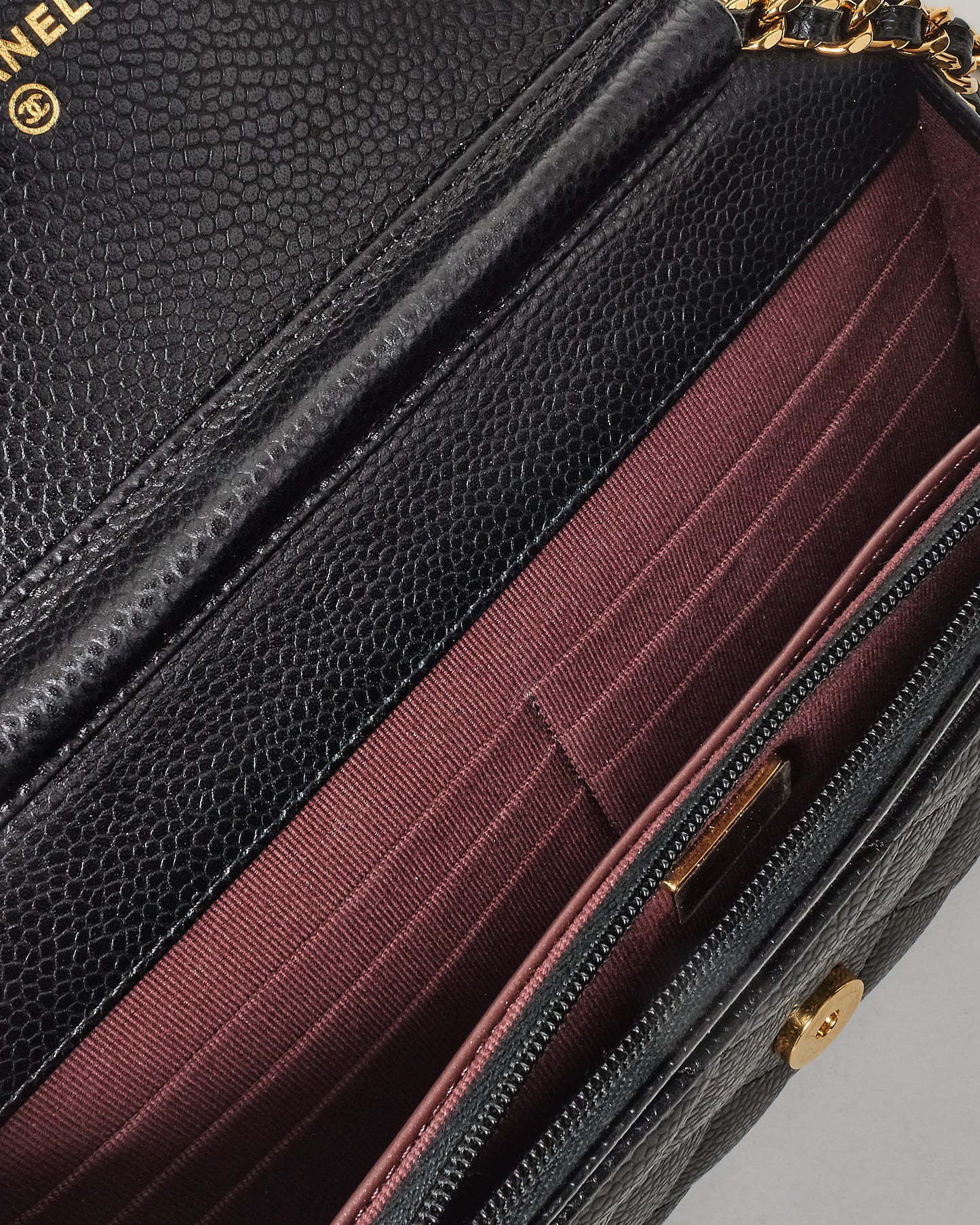 Chanel Black Caviar Leather WOC Wallet on Chain Crossbody Bag GHW