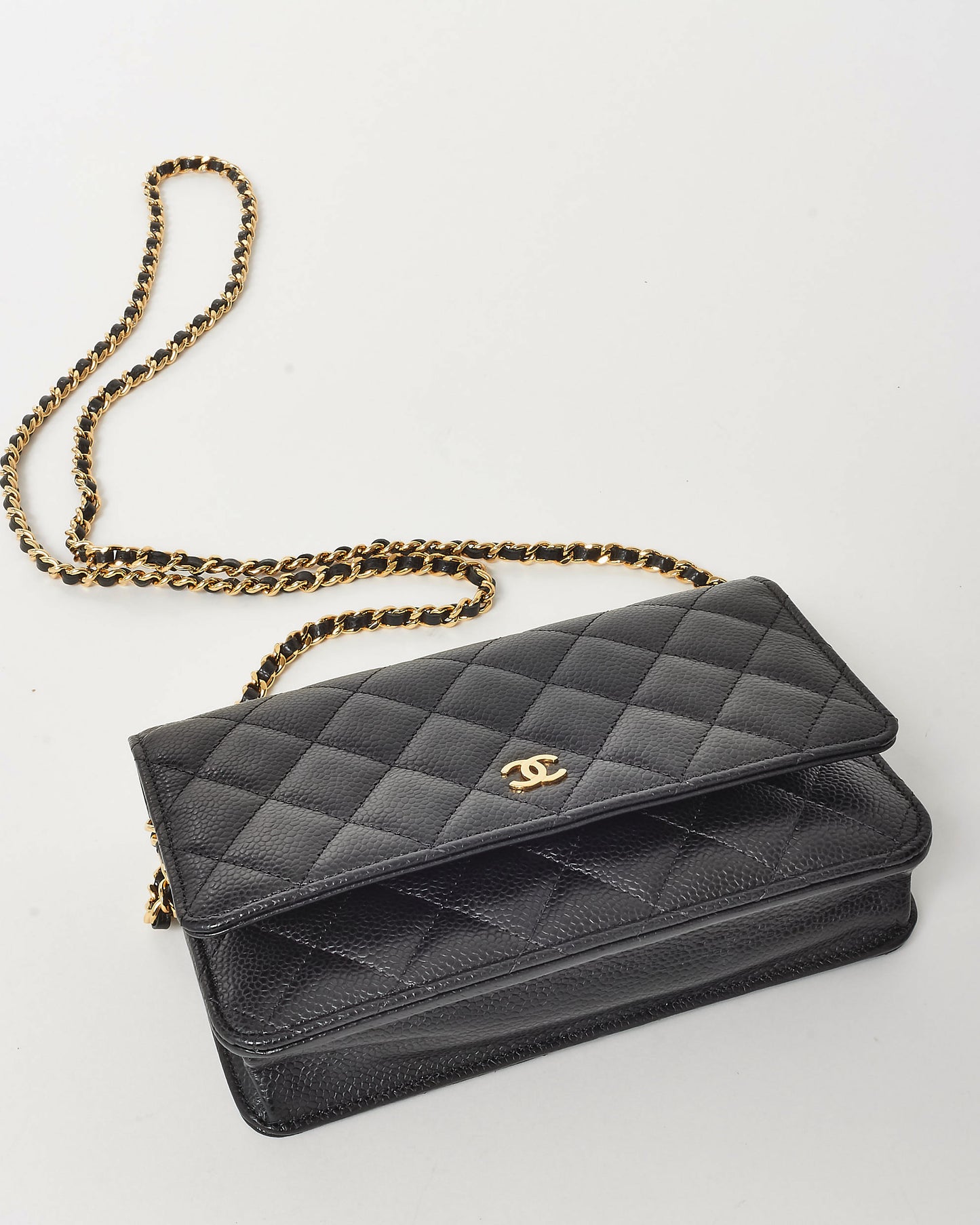 Chanel Black Caviar Leather WOC Wallet on Chain Crossbody Bag GHW