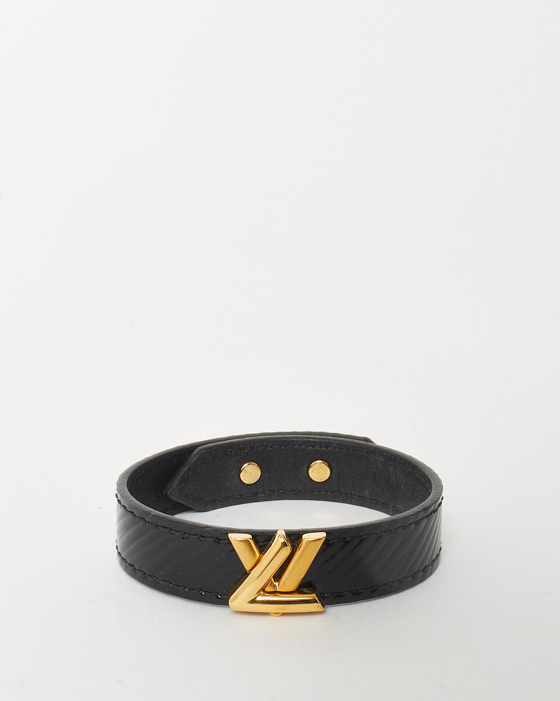 Louis Vuitton Black Leather Epi LV Twist Logo Bracelet