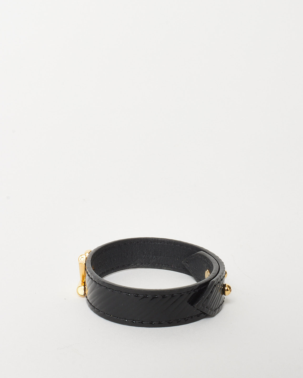 Louis Vuitton Black Leather Epi LV Twist Logo Bracelet