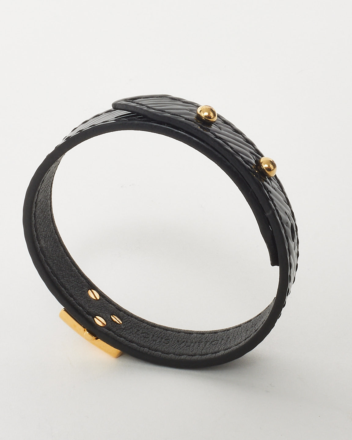 Louis Vuitton Black Leather Epi LV Twist Logo Bracelet