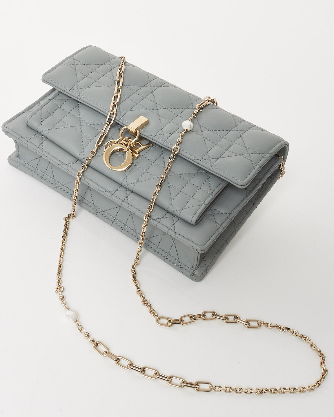 Dior Grey Cannage Lambskin Leather My Dior Daily Pouch Crossbody Bag