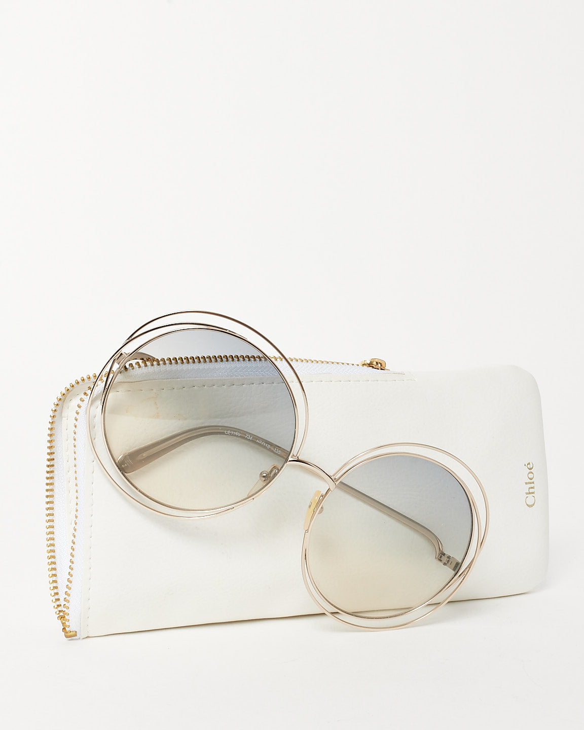 Chloé Silver Metal Round Frame Sunglasses CE114SD