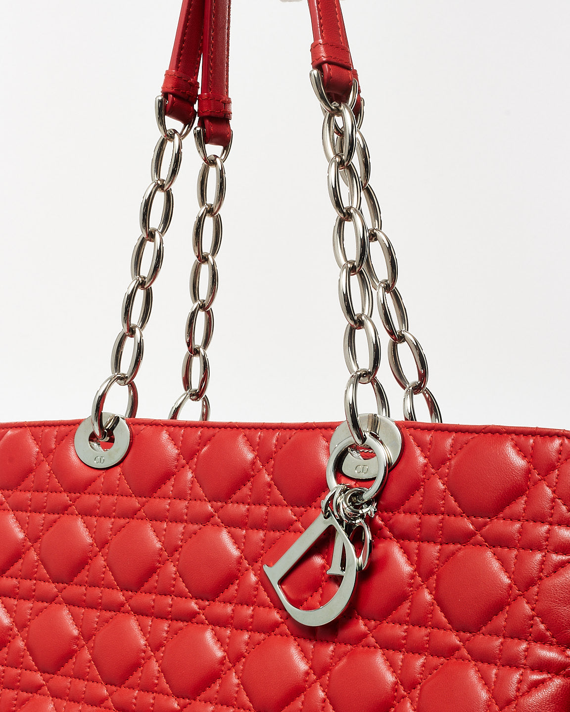 Dior Red Cannage Leather Dior Soft Shopping Tote SHW