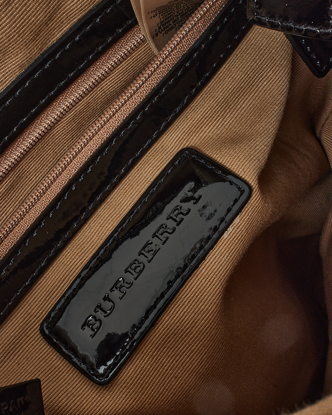 Burberry Beige Nova Check Coated Canvas Black Patent Trim Dryden Crossbody Bag