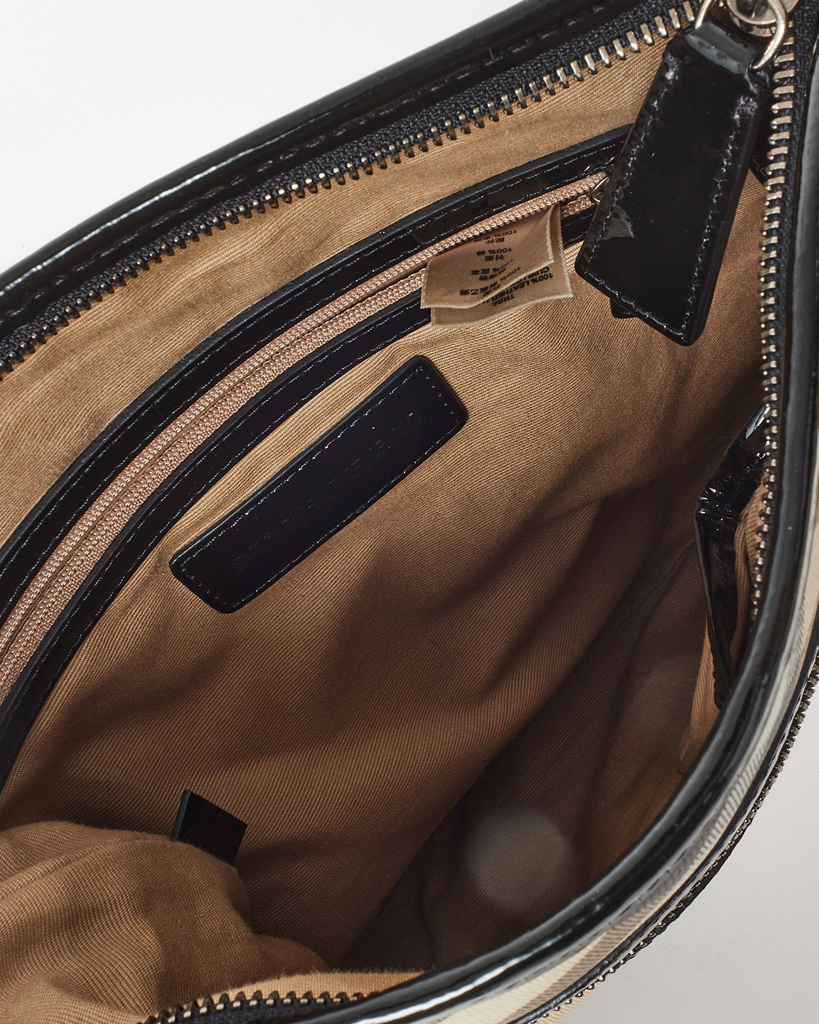 Burberry Beige Nova Check Coated Canvas Black Patent Trim Dryden Crossbody Bag