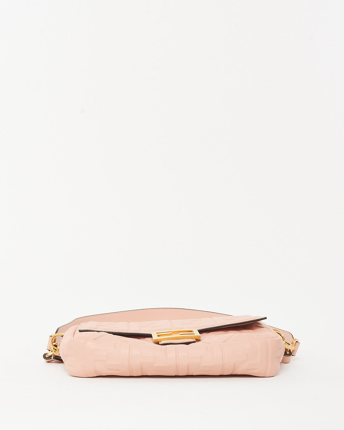 Fendi Pink FF Logo Embossed Leather Baguette Bag