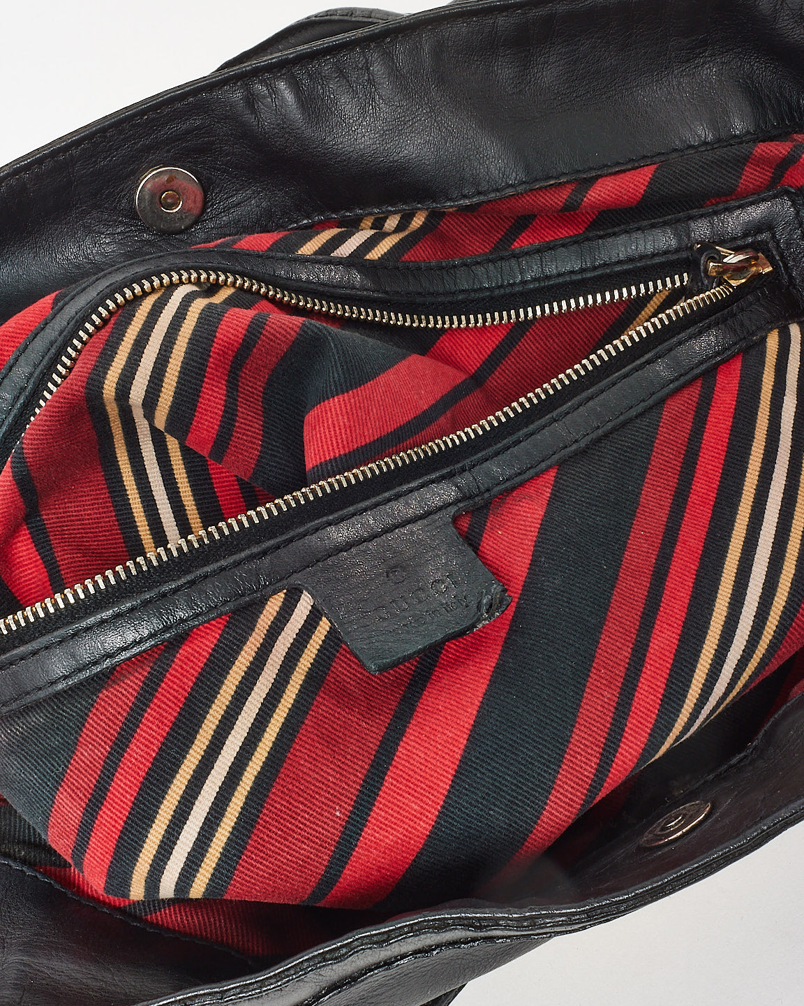 Gucci Black Leather Interlocking GG Britt 2Way Bag