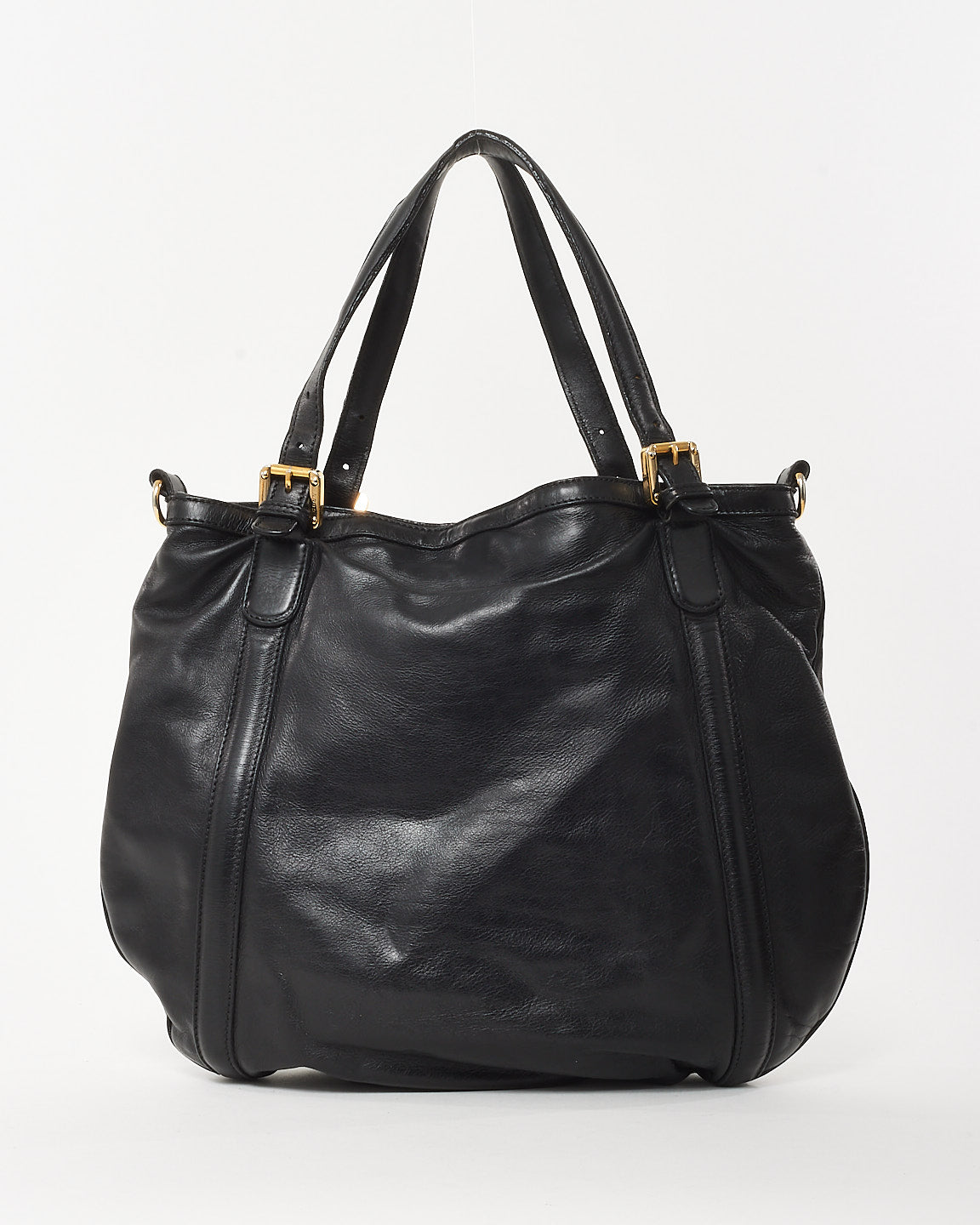 Gucci Black Leather Interlocking GG Britt 2Way Bag