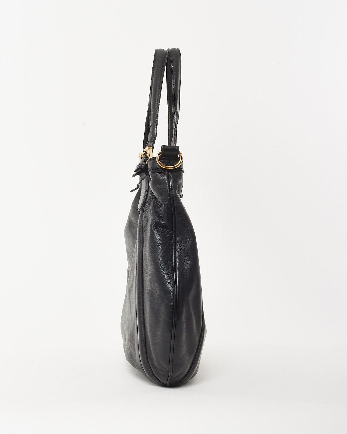 Gucci Black Leather Interlocking GG Britt 2Way Bag