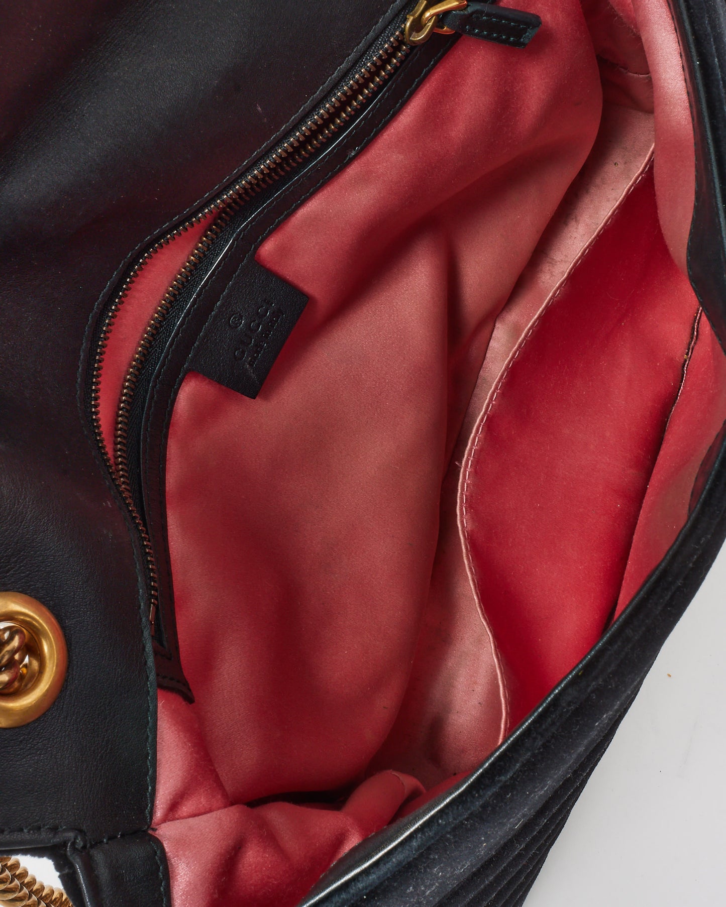 Gucci Black Matelassé Velvet Medium GG Marmont Flap Shoulder Bag