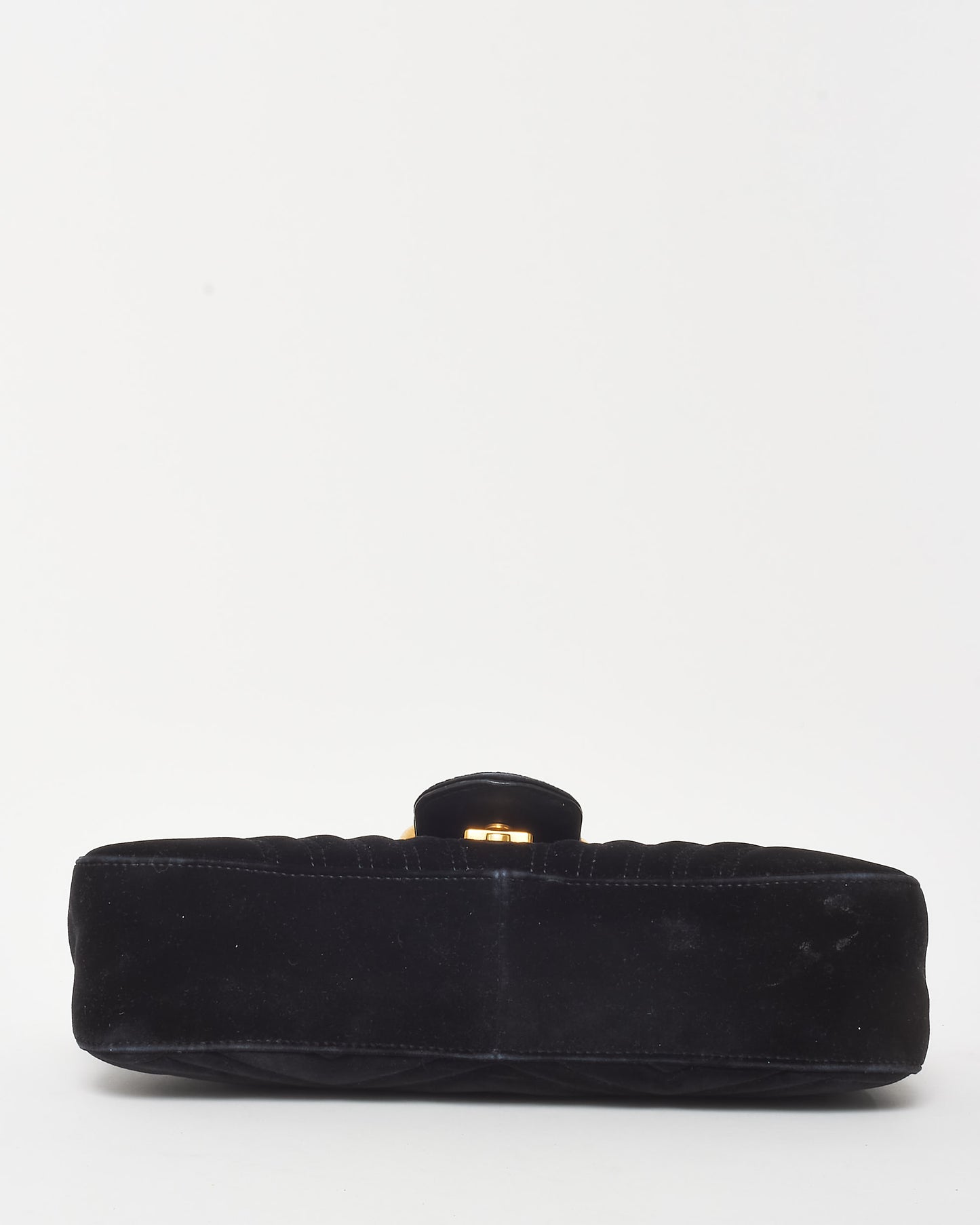 Gucci Black Matelassé Velvet Medium GG Marmont Flap Shoulder Bag