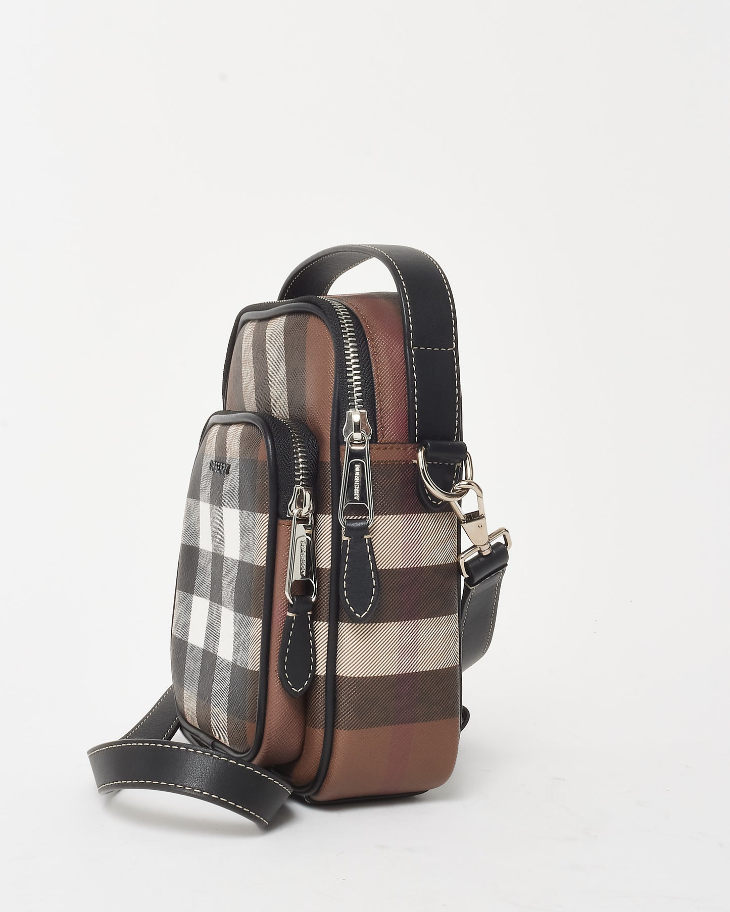 Burberry Brown Dark Birch House Check Coated Canvas Wyatt Crossbody Bag