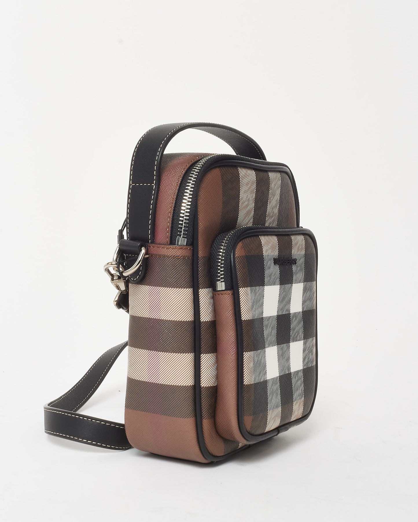 Burberry Brown Dark Birch House Check Coated Canvas Wyatt Crossbody Bag