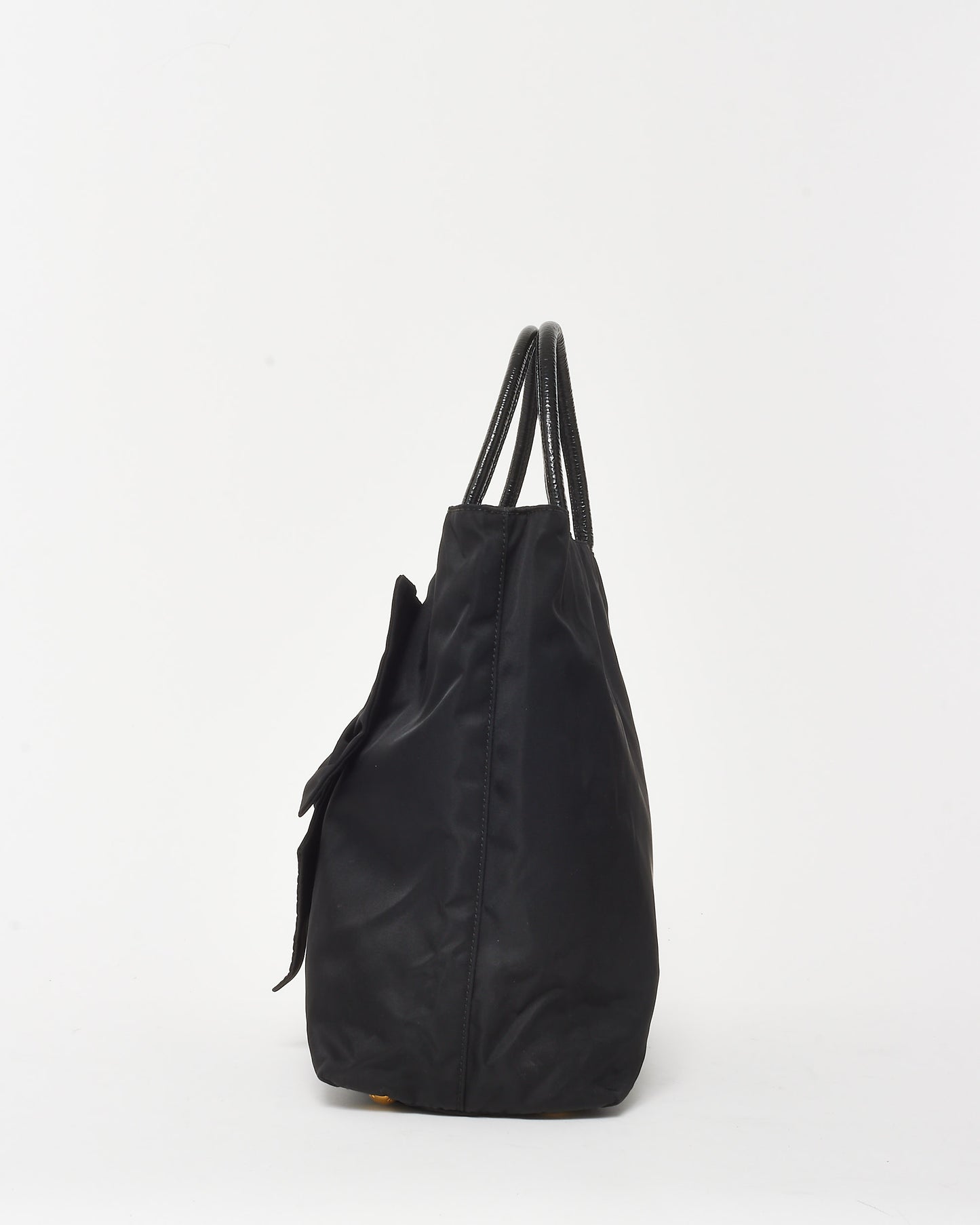 Prada Black Nylon Tessuto Bow Tote