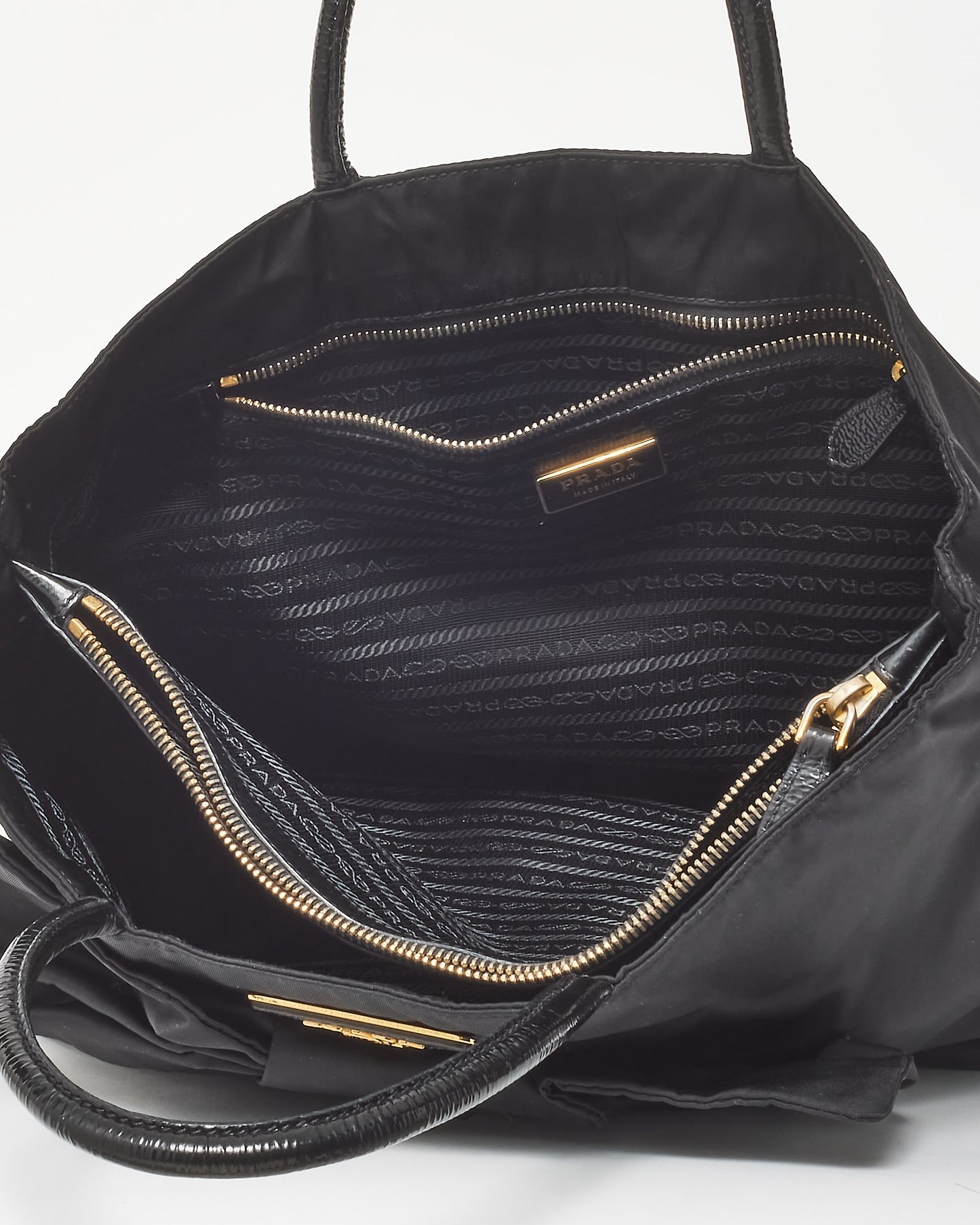 Prada Black Nylon Tessuto Bow Tote