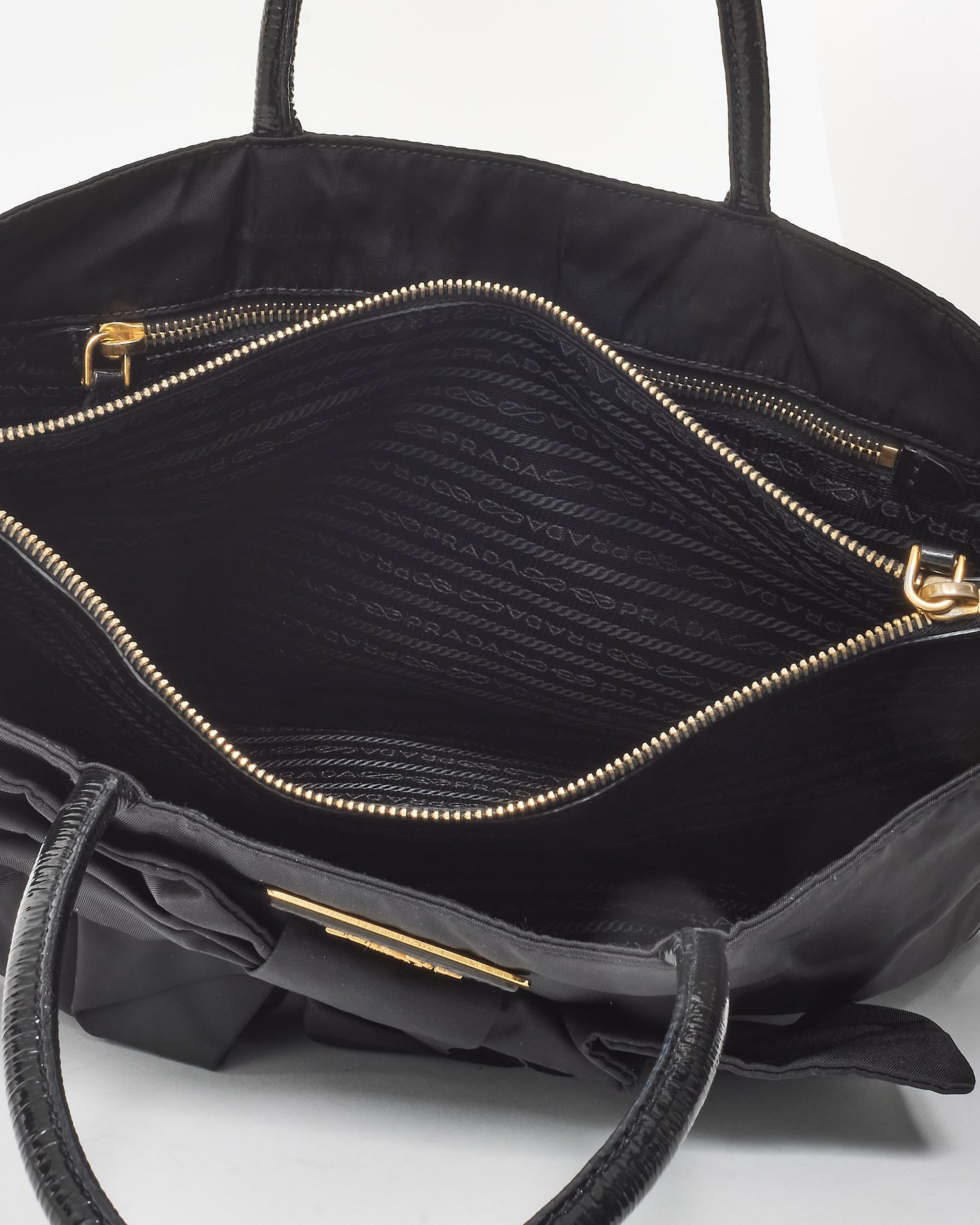 Prada Black Nylon Tessuto Bow Tote