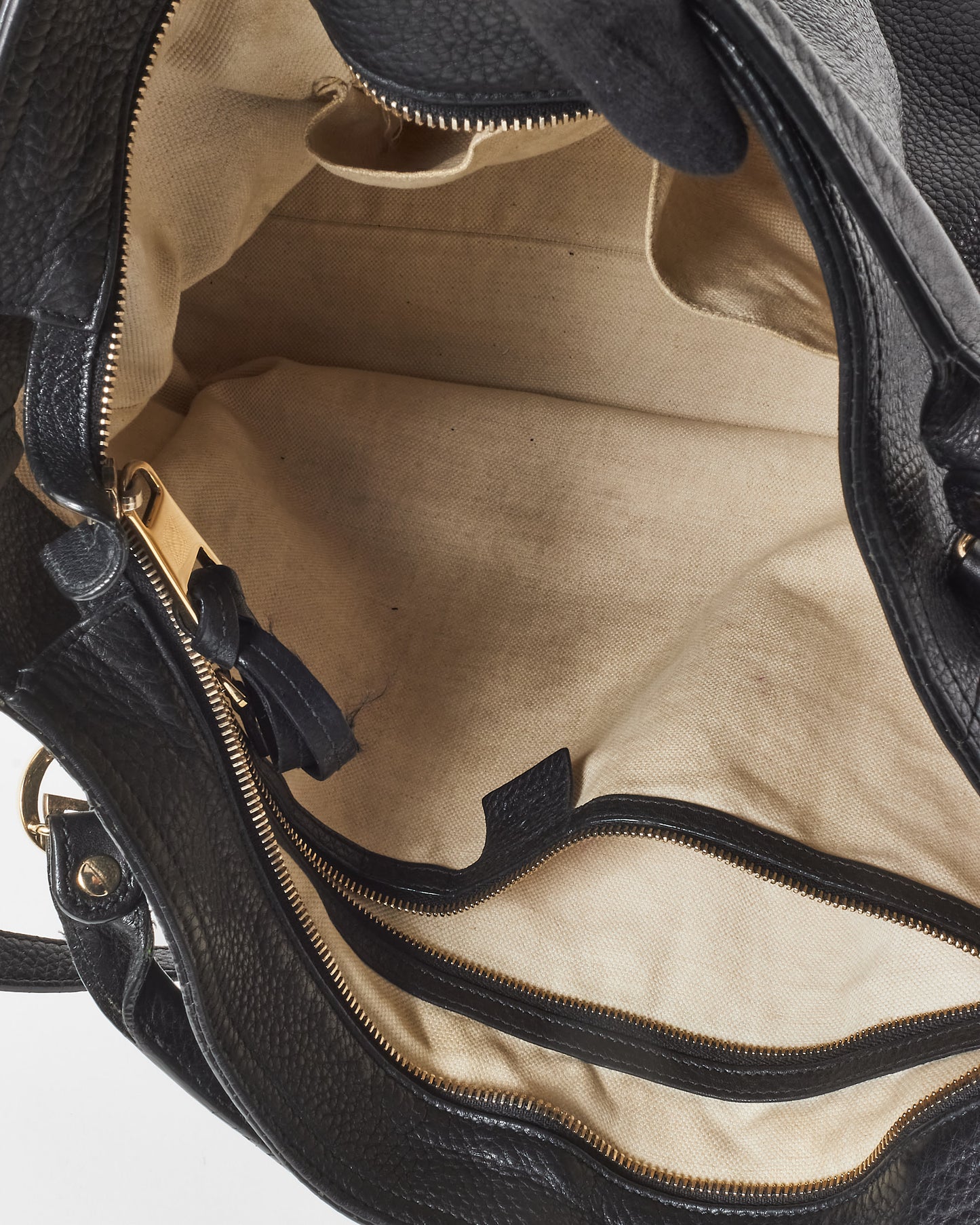 Gucci Black Pebbled Leather Miss GG Original Logo Top Handle 2Way Bag