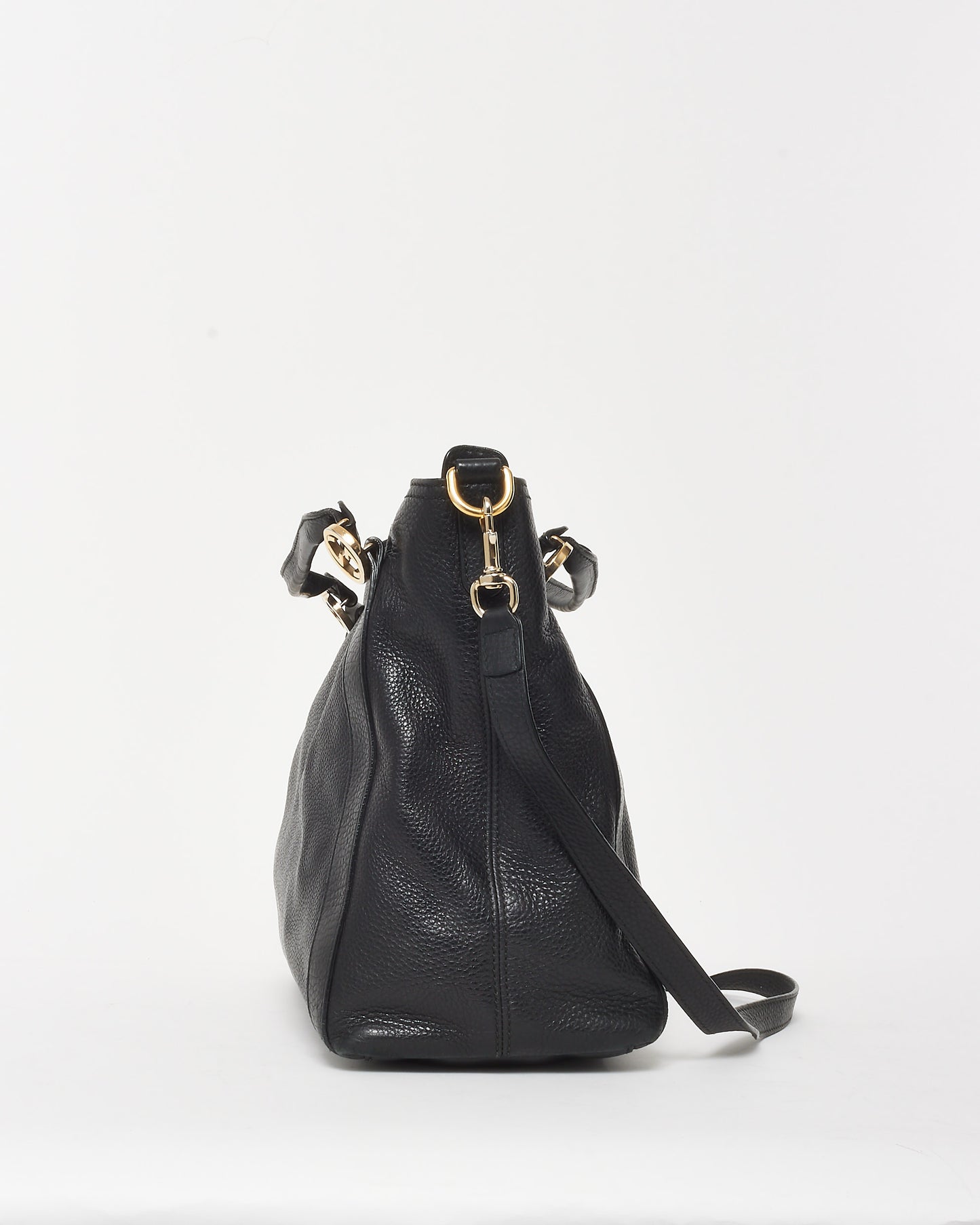 Gucci Black Pebbled Leather Miss GG Original Logo Top Handle 2Way Bag