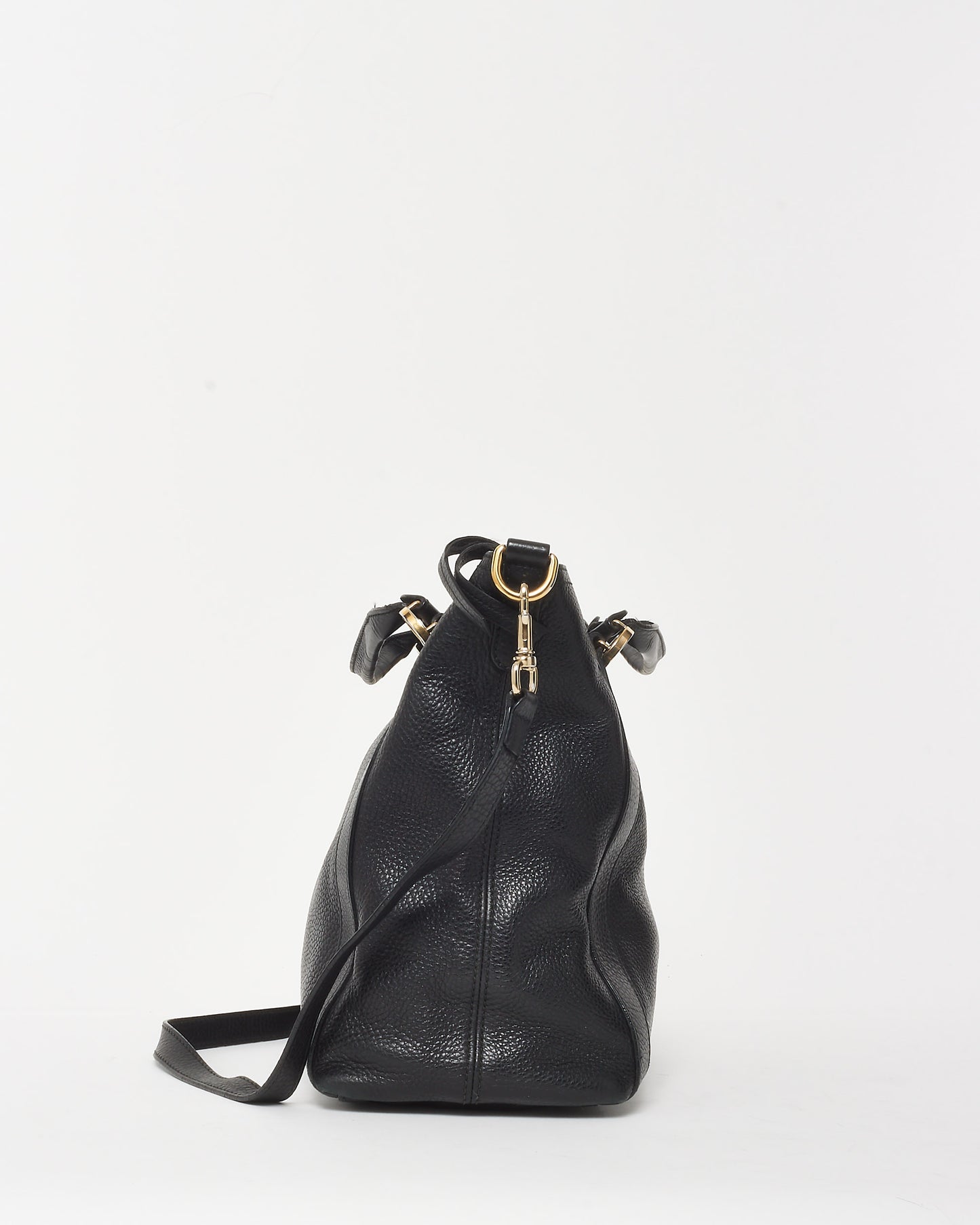 Gucci Black Pebbled Leather Miss GG Original Logo Top Handle 2Way Bag