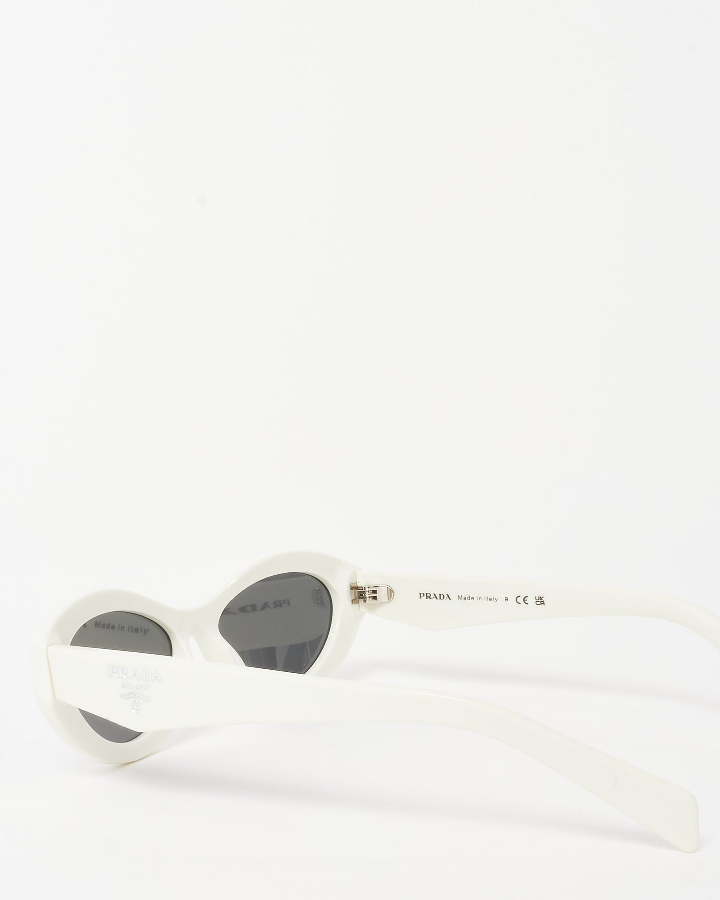 Prada White PR26ZS Cat Eye Logo Symbole Sunglasses