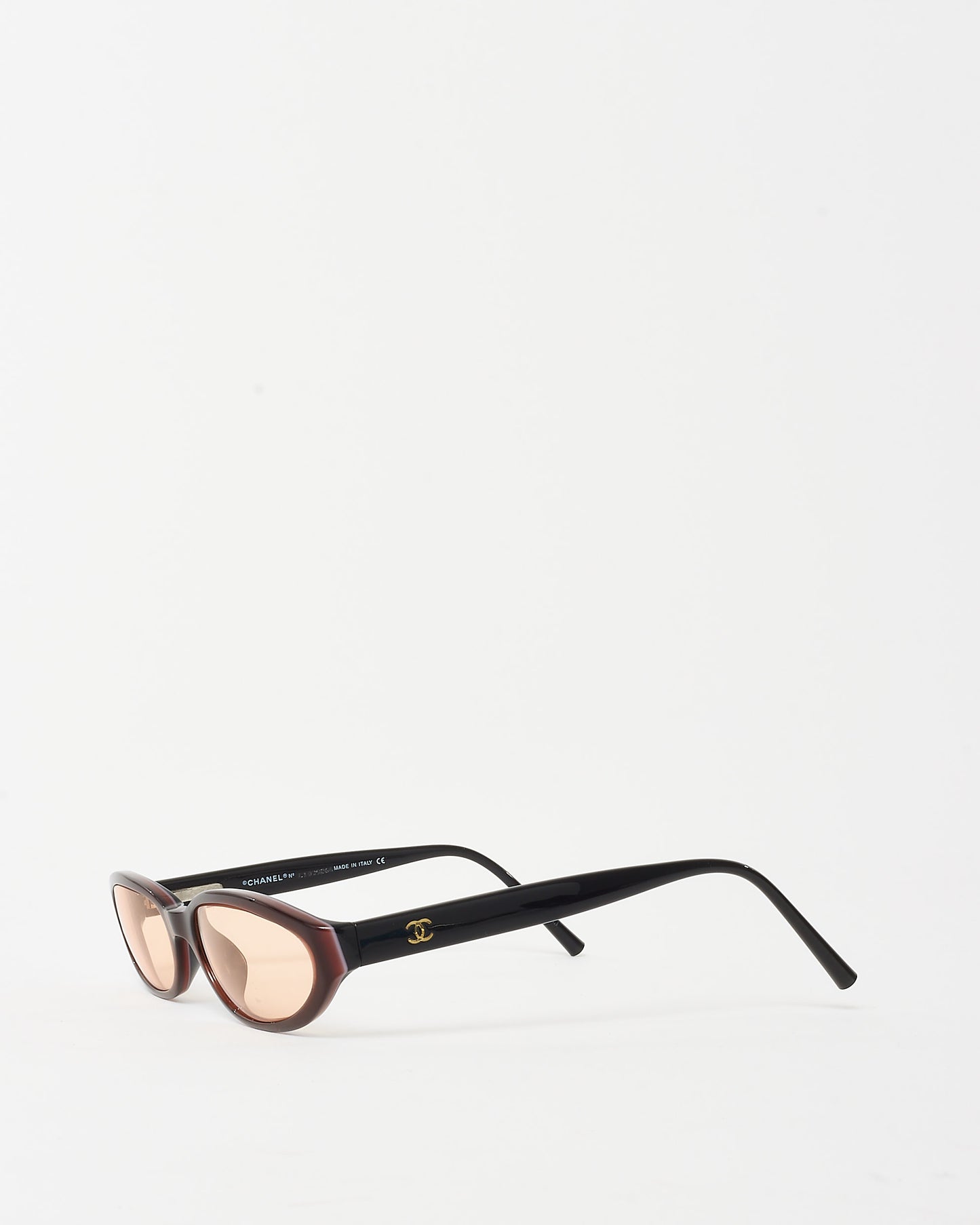 Chanel Vintage Burgundy and Yellow Lens Logo 3015 Oval Sunglasses