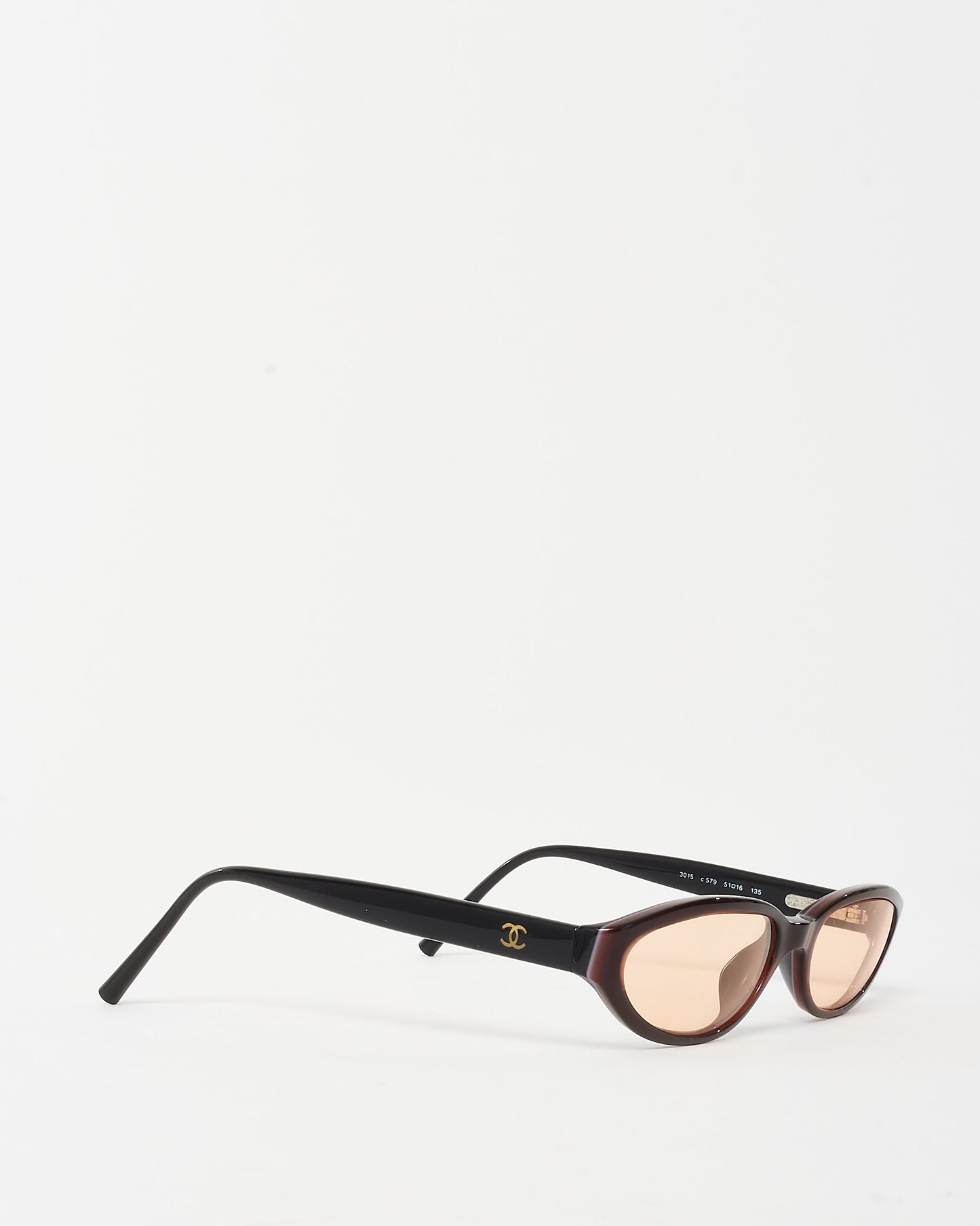 Chanel Vintage Burgundy and Yellow Lens Logo 3015 Oval Sunglasses