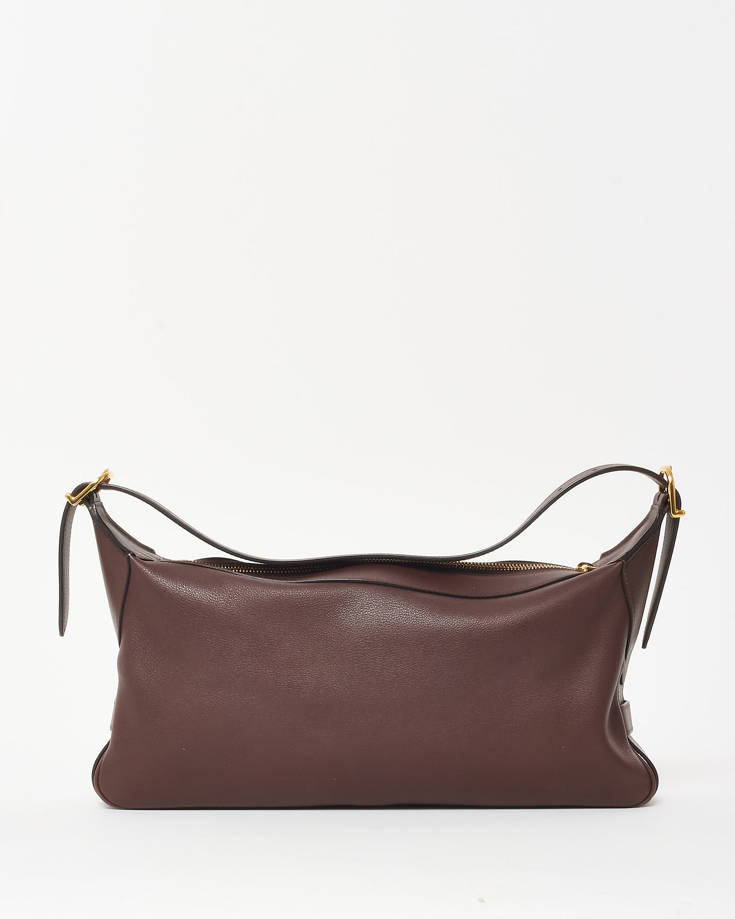 Celine Chocolate Burgundy Leather Medium Romy Shoulder Bag