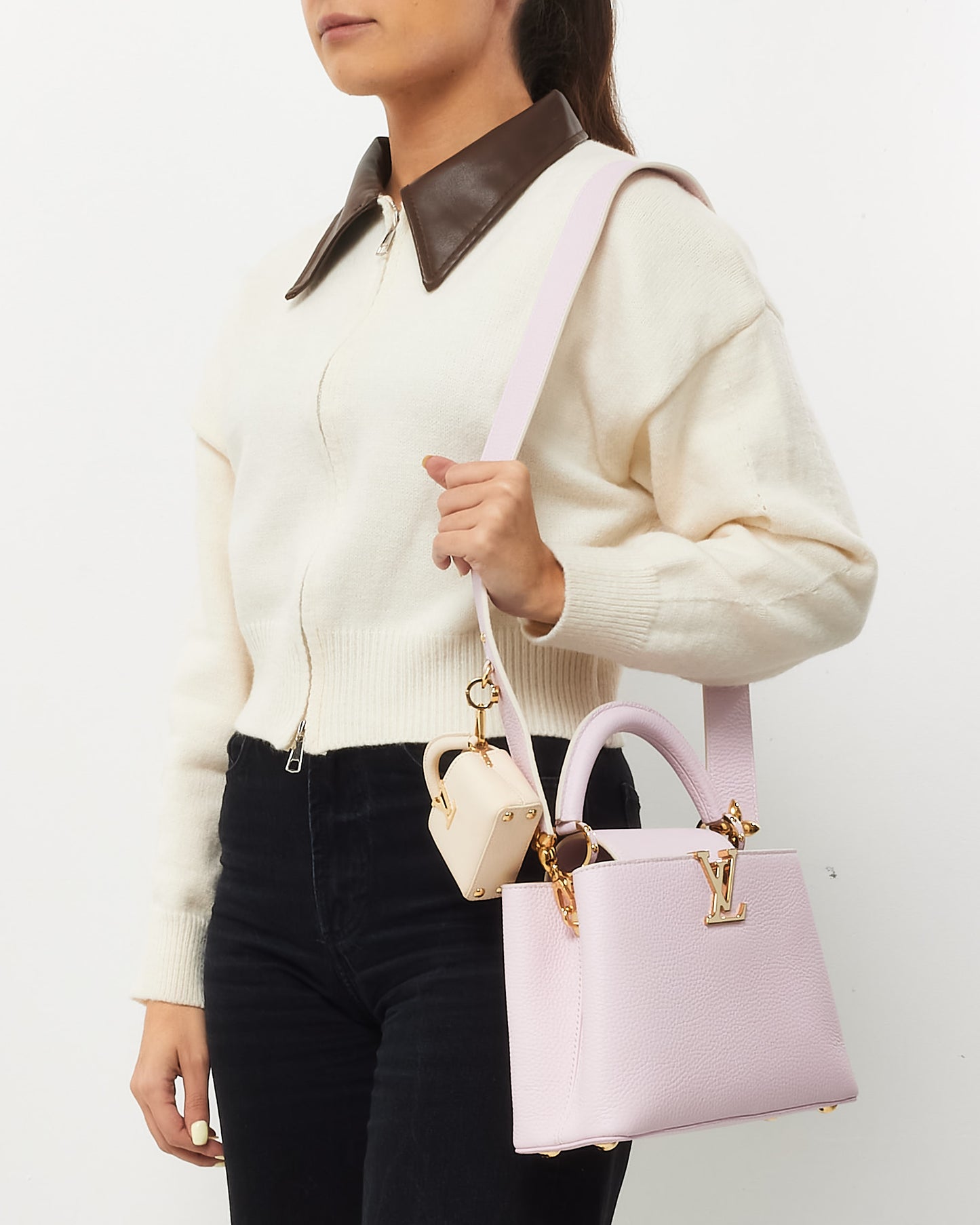 Louis Vuitton Pink Taurillon Leather Capucines BB with Monogram Flower Hook Strap