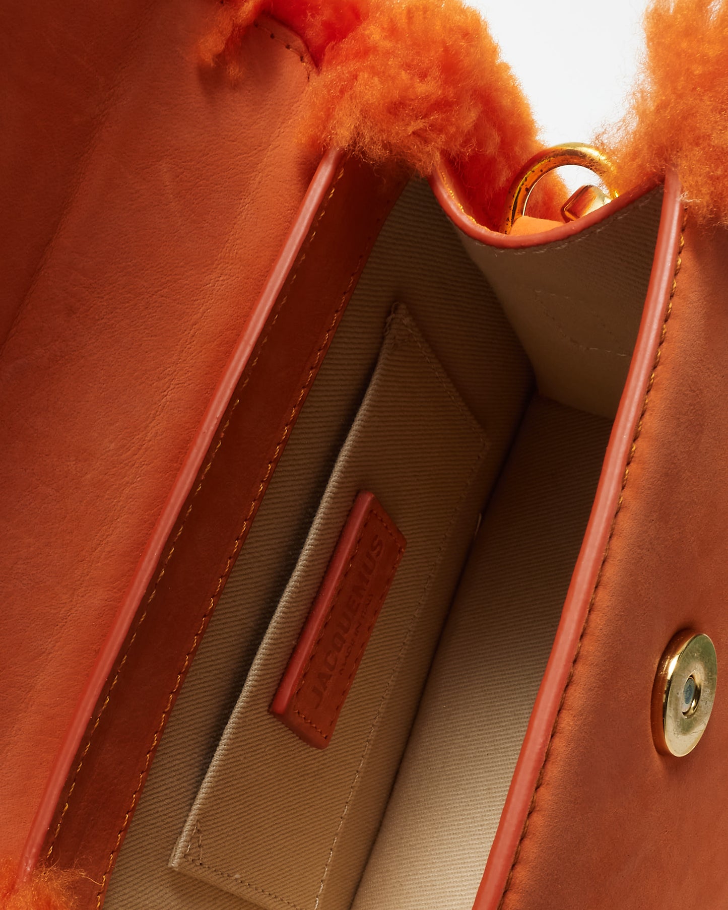 Jacquemus Orange Leather & Shearling-Trimmed Le Chiquito Moyen Bag