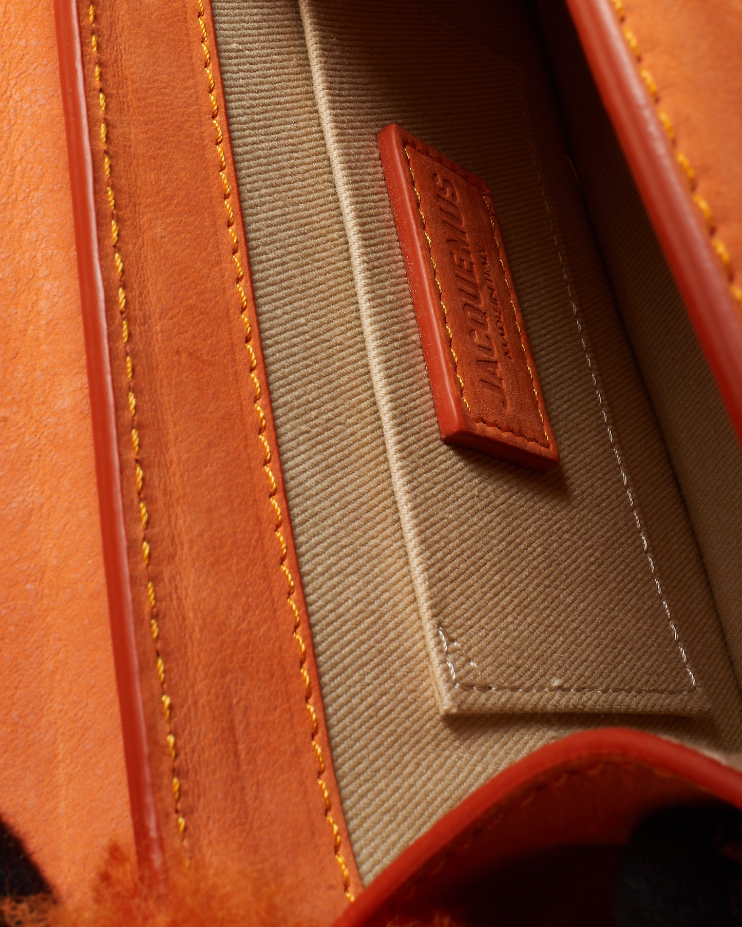 Jacquemus Orange Leather & Shearling-Trimmed Le Chiquito Moyen Bag