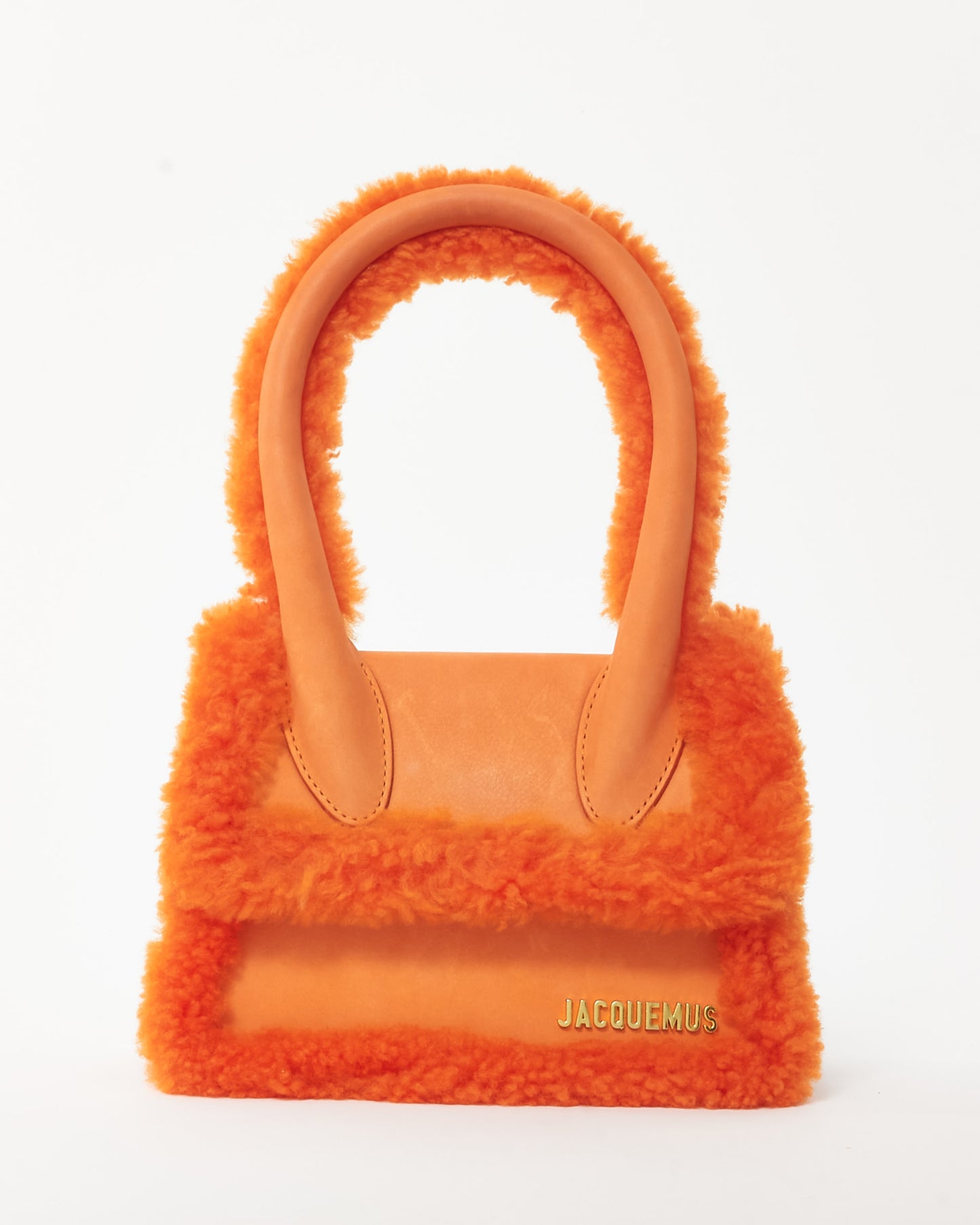 Jacquemus Orange Leather & Shearling-Trimmed Le Chiquito Moyen Bag