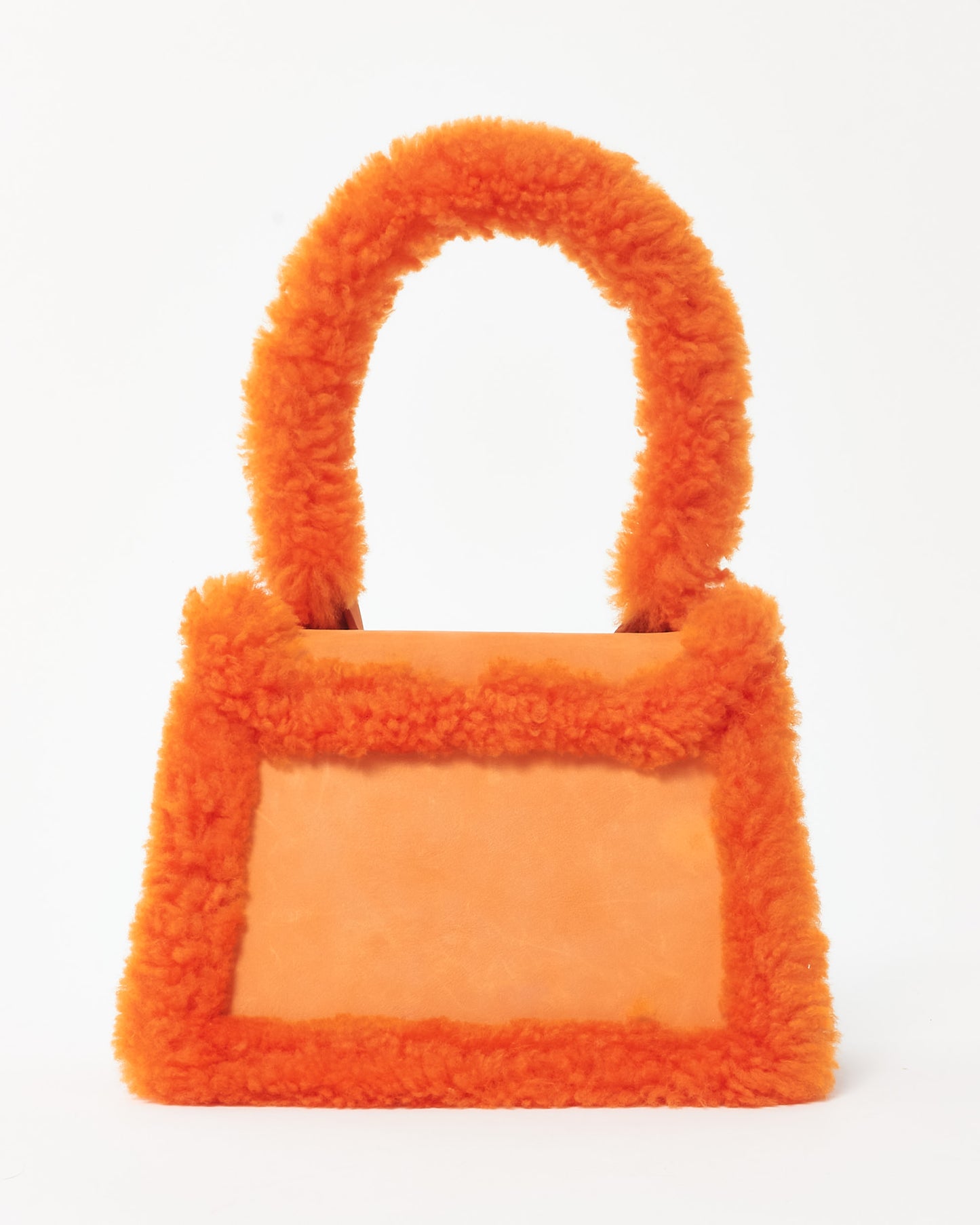 Jacquemus Orange Leather & Shearling-Trimmed Le Chiquito Moyen Bag