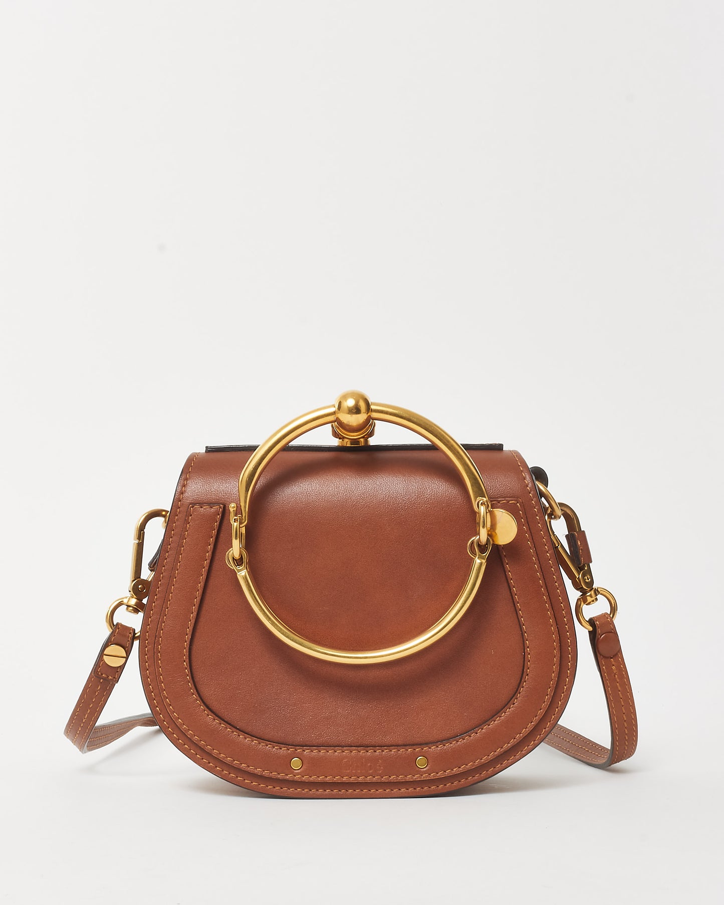 Chloé Chestnut Brown Leather Small Nile Bracelet Crossbody Bag