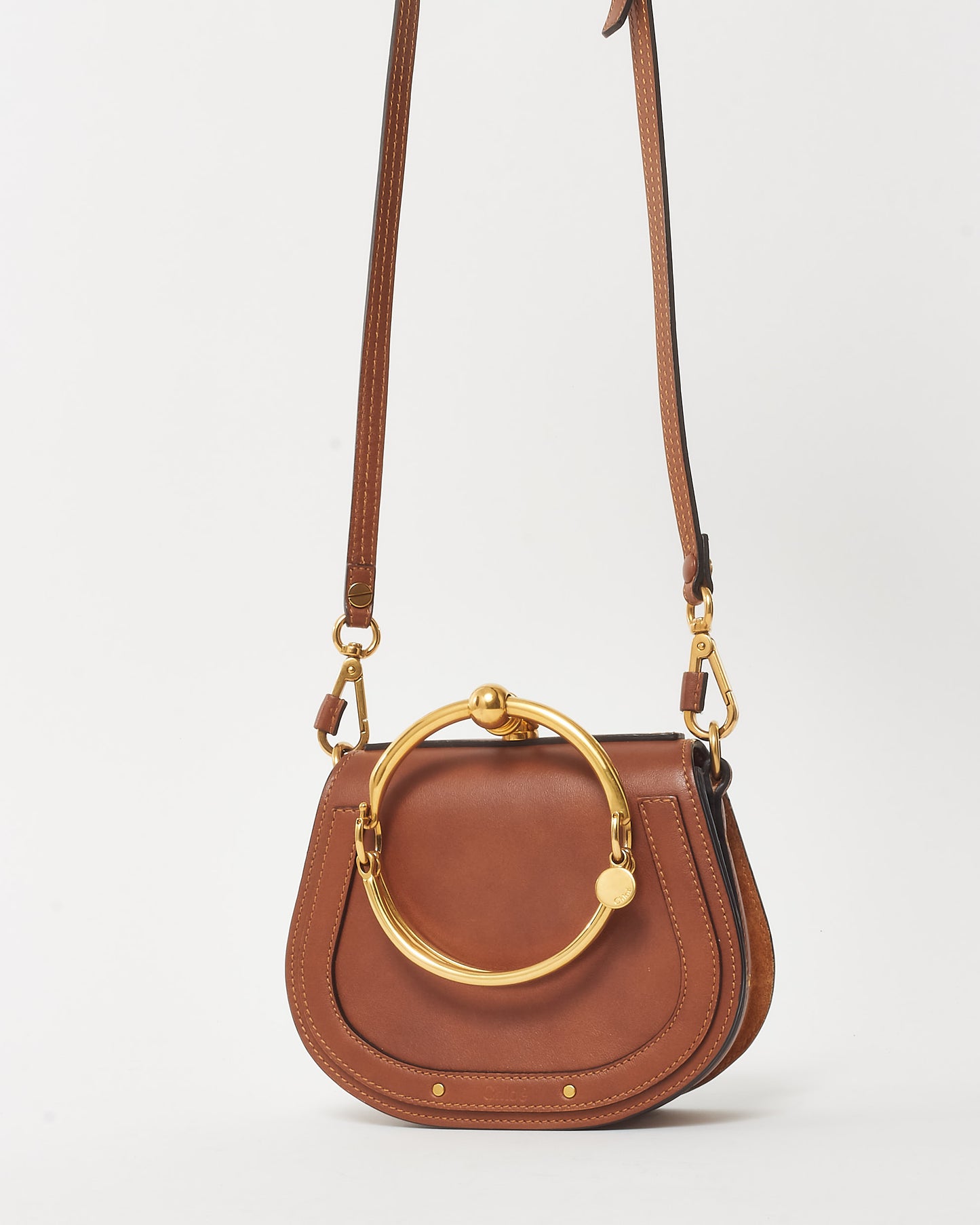 Chloé Chestnut Brown Leather Small Nile Bracelet Crossbody Bag