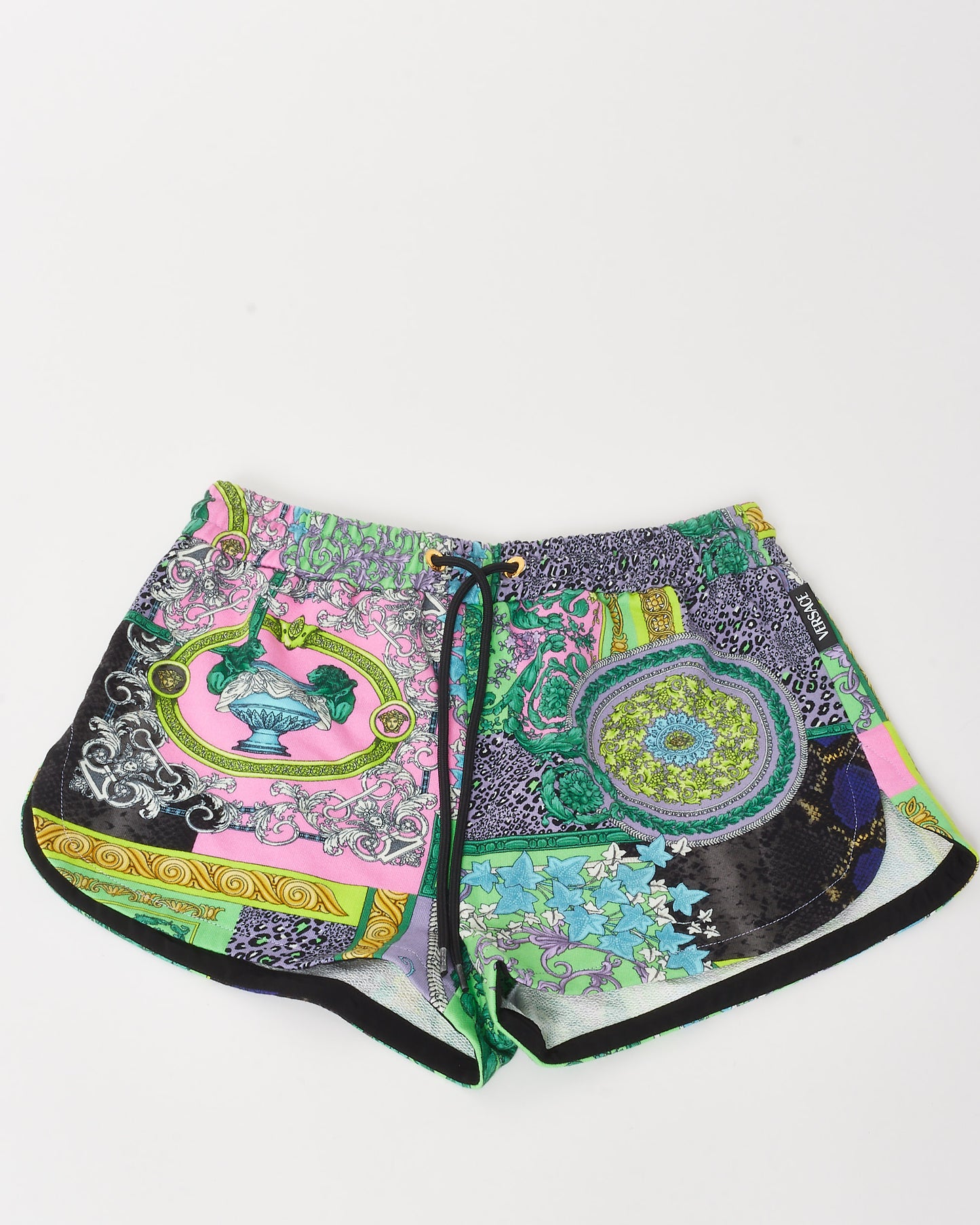 Versace Multi Barocco Patchwork Printed Cotton Shorts - 38
