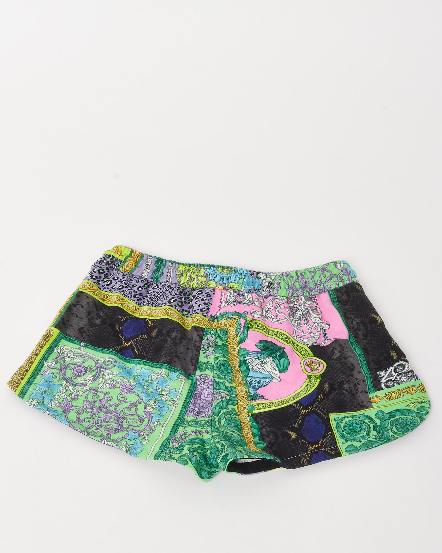 Versace Multi Barocco Patchwork Printed Cotton Shorts - 38