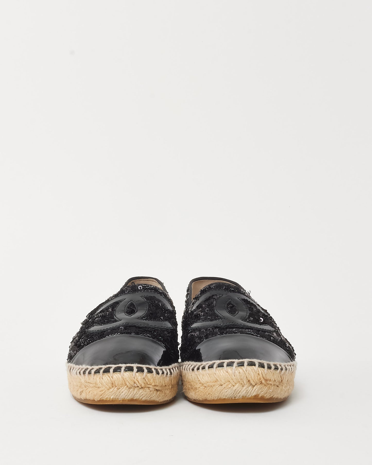 Chanel Black Sequin Leather Espadrilles - 39