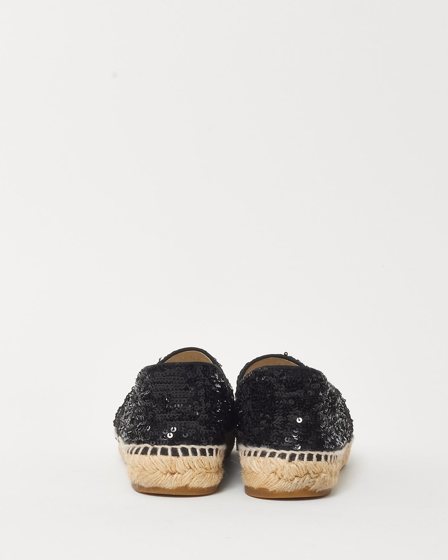 Chanel Black Sequin Leather Espadrilles - 39