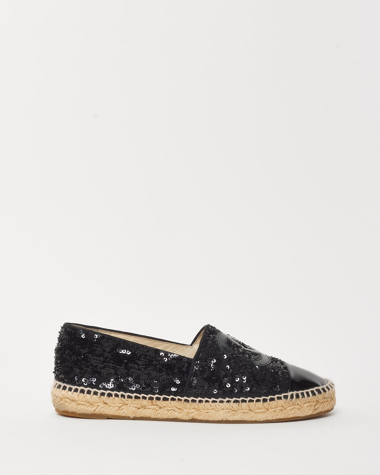Chanel Black Sequin Leather Espadrilles - 39