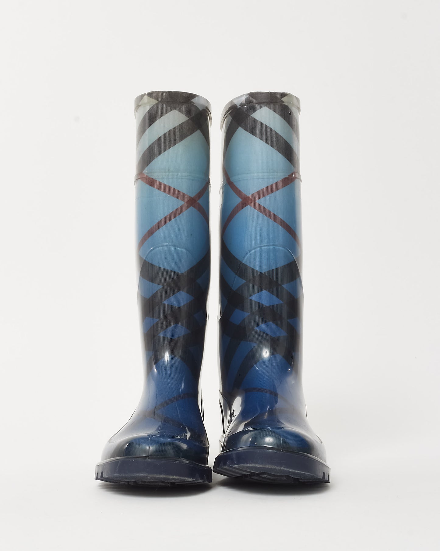 Burberry Navy Blue Nova Check Rubber Rain Boots - 40