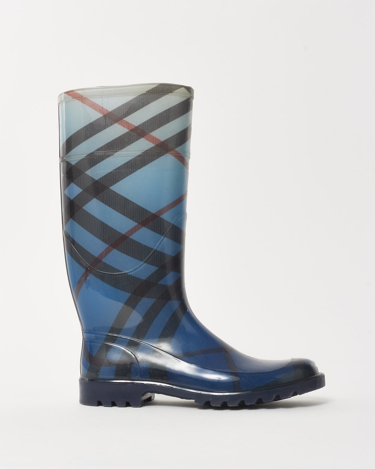 Burberry Navy Blue Nova Check Rubber Rain Boots - 40