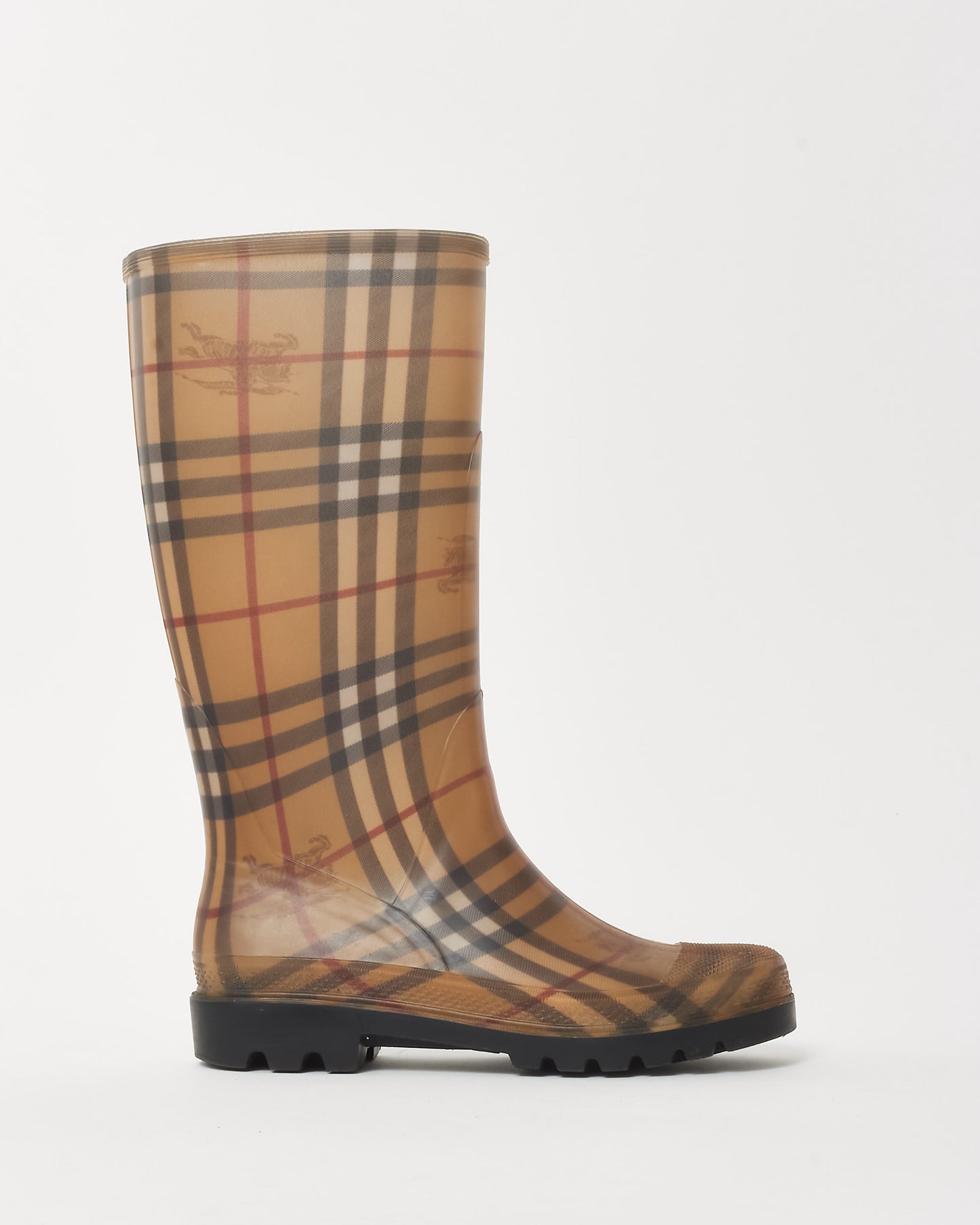 Burberry Beige Haymarket Check Rubber Rain Boots - 41