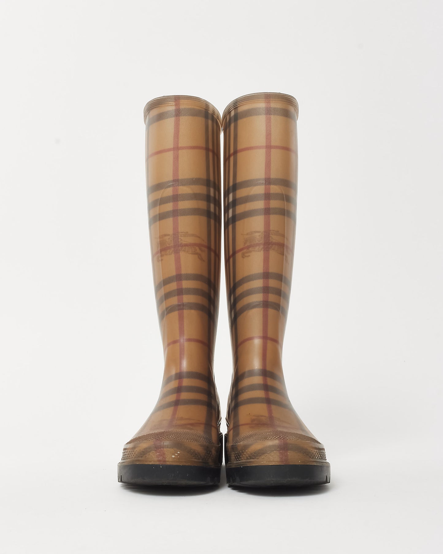 Burberry Beige Haymarket Check Rubber Rain Boots - 41