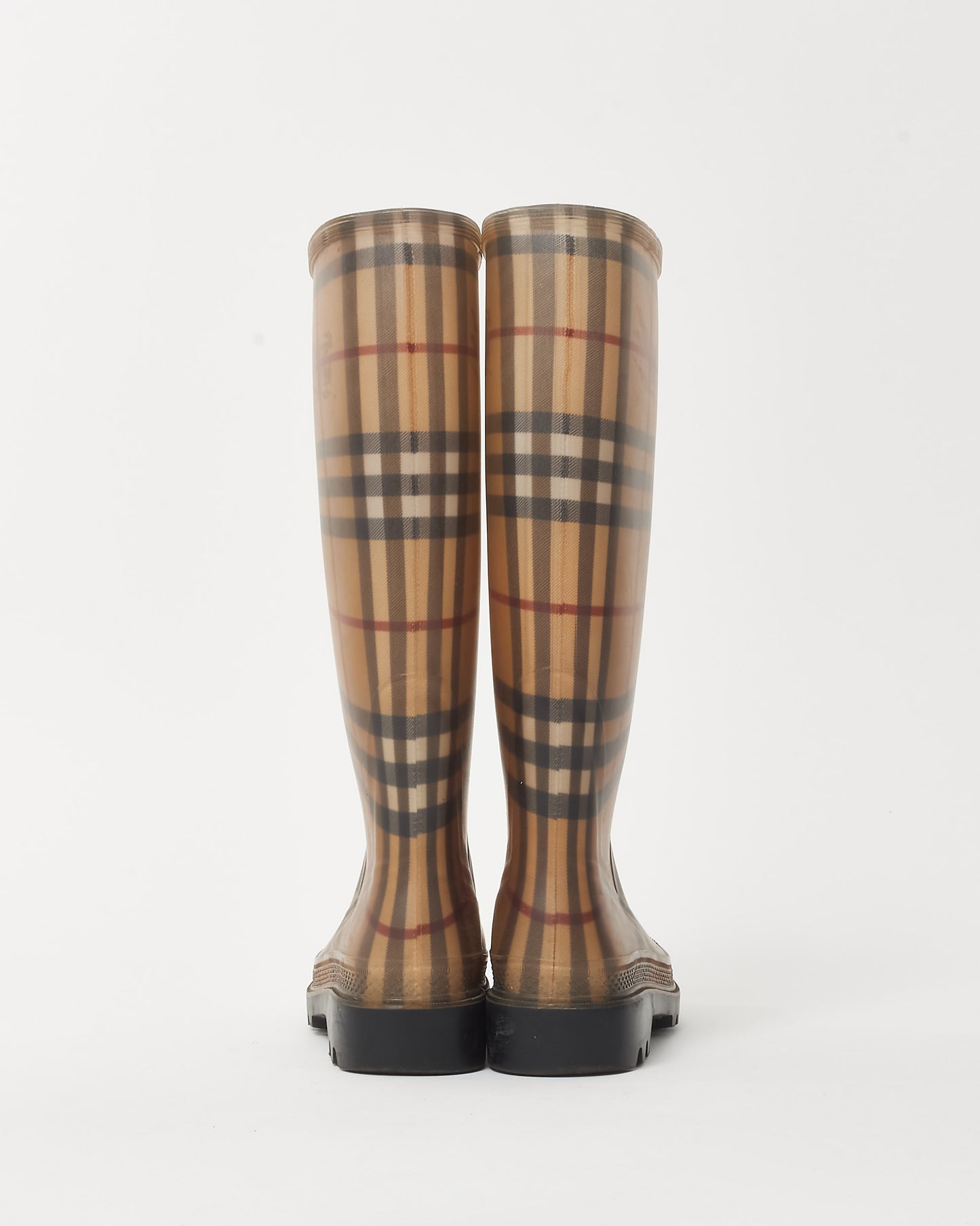 Burberry Beige Haymarket Check Rubber Rain Boots - 41