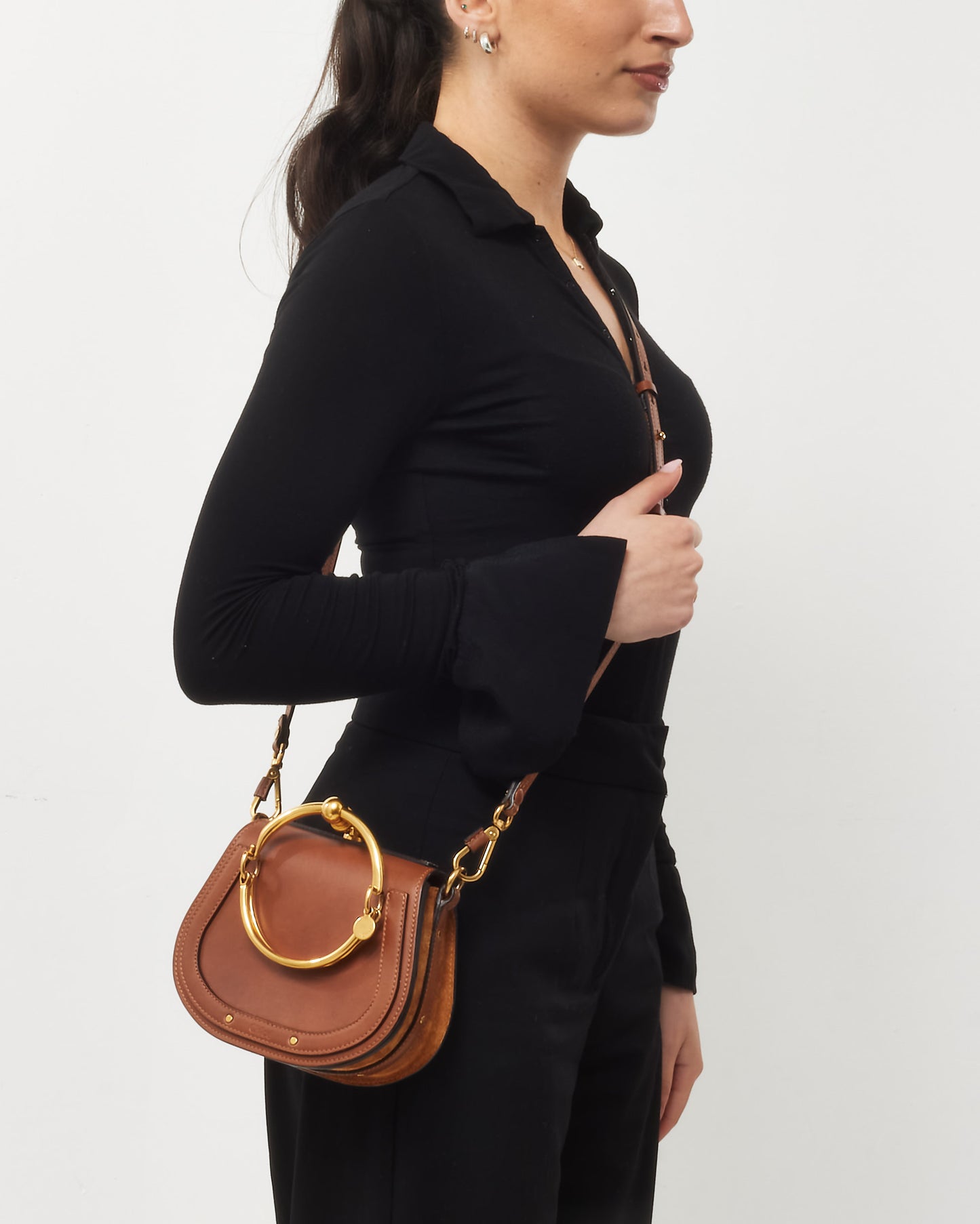 Chloé Chestnut Brown Leather Small Nile Bracelet Crossbody Bag