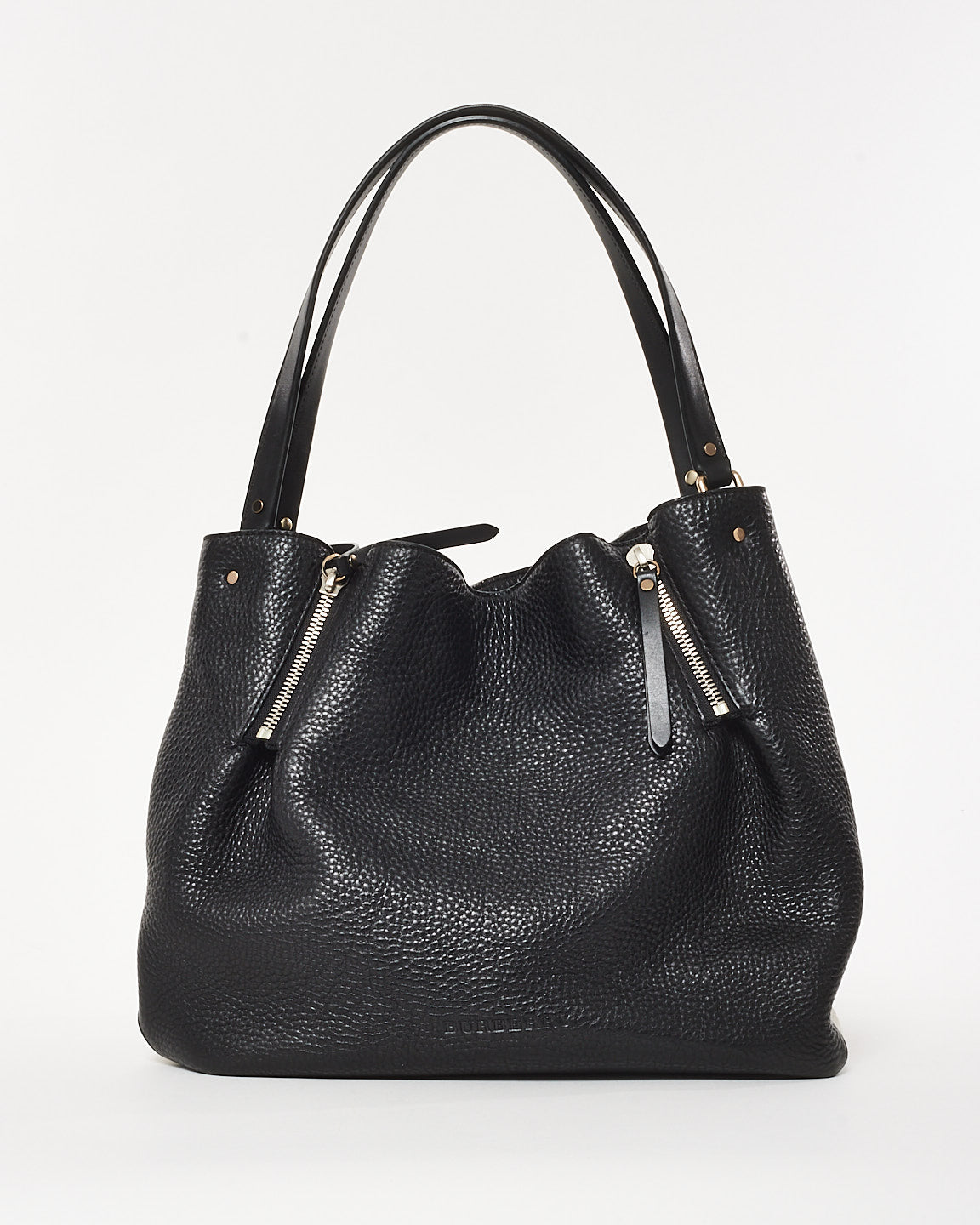 Burberry Black Leather Beige Mega Check Maidstone Shoulder Bag